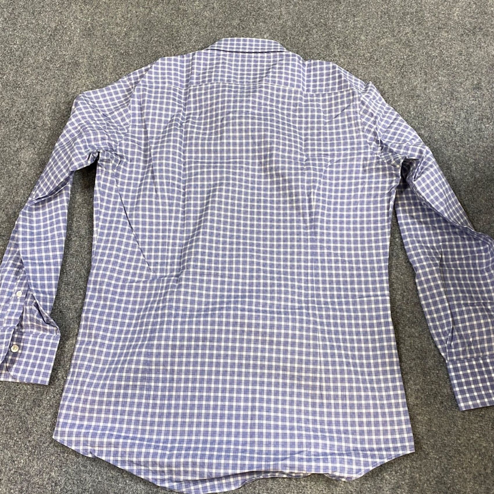 Vintage Ledbury Mens Shirt Slim Fit Gingham Check Spread Collar 16.5 Blue Mens Shirt Size US XL / EU 56 / 4 - 6 Thumbnail