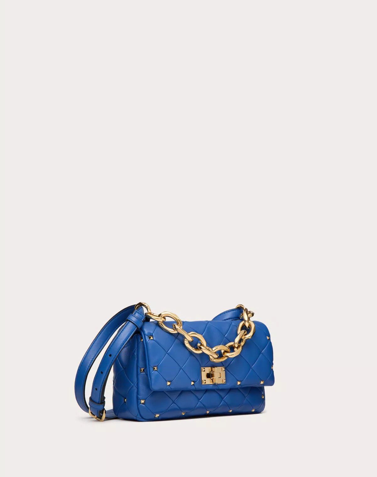 Valentino oc11z0725 Size:OS/ Spike Bag In Nappa Patchwork in Blue Size ONE SIZE - 2 Thumbnail