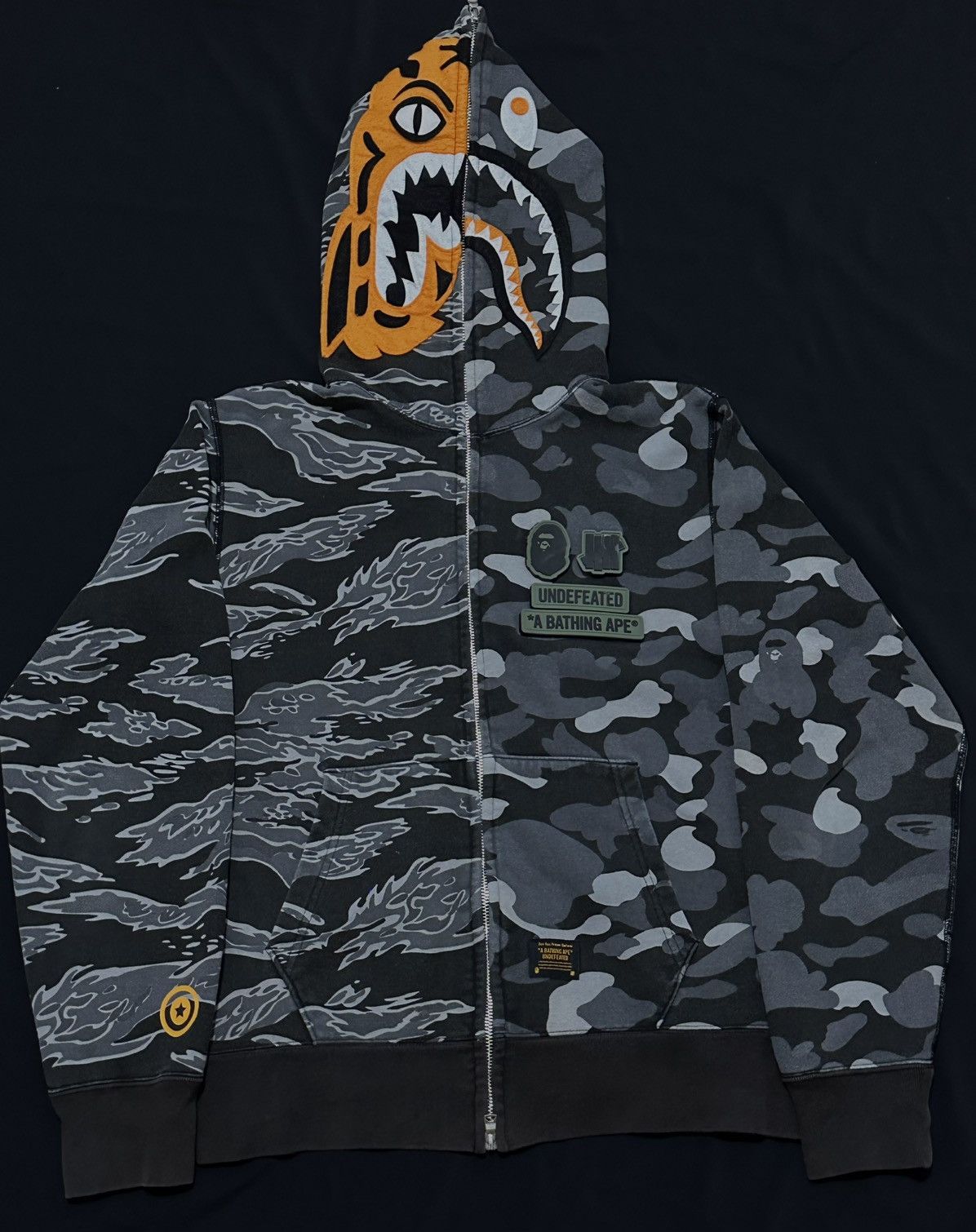 Half tiger half shark bape hoodie online