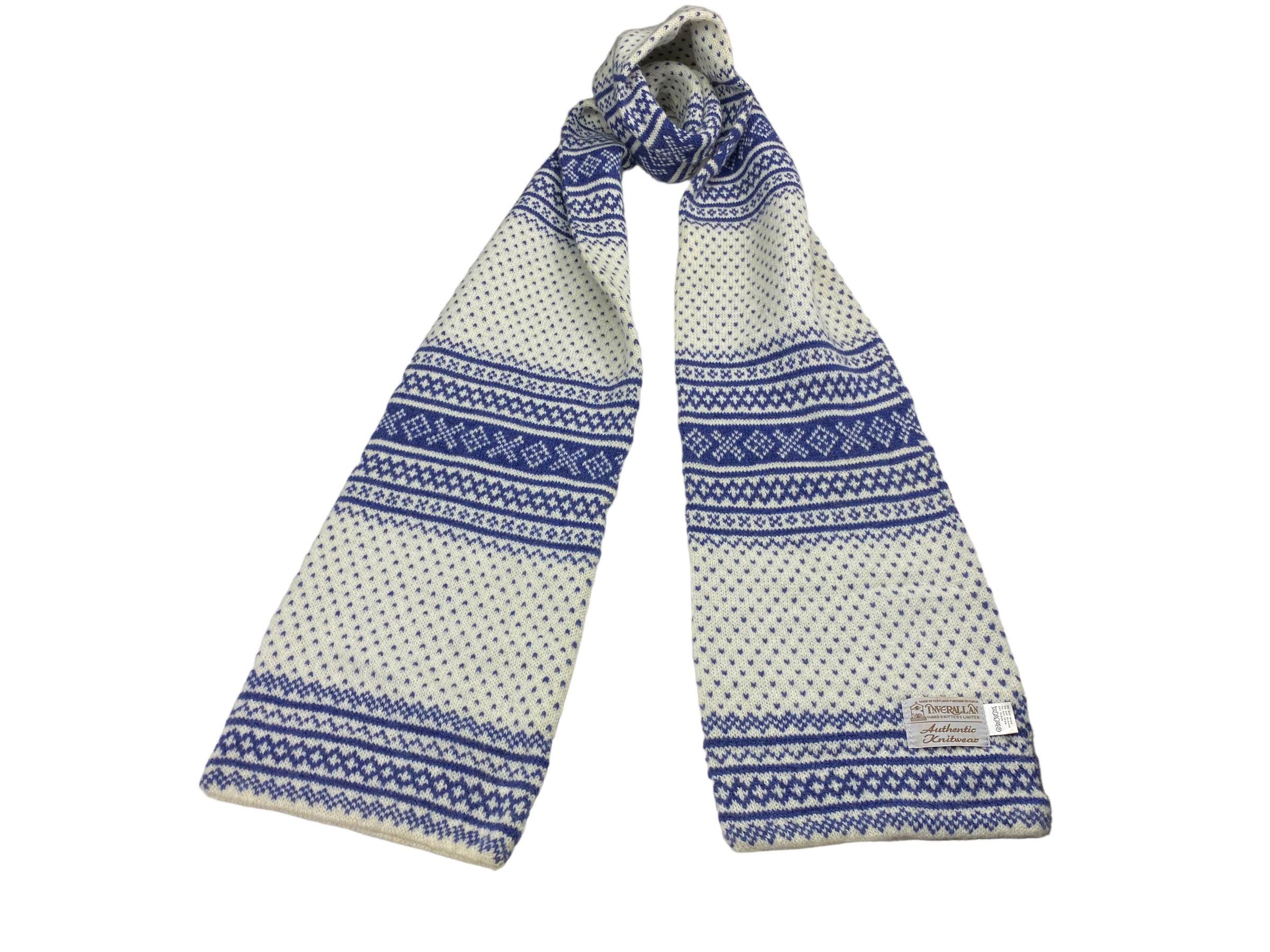 Inverallan Vintage Inverallan HandKnit Wool Scarf Striped 90s Scottish Size ONE SIZE - 1 Thumbnail