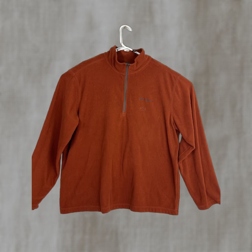 Eddie Bauer Eddie Bauer Mens XL Burnt Orange Fleece 1/4 Zip Up Jacket Size US XL / EU 56 / 4 - 1 Thumbnail