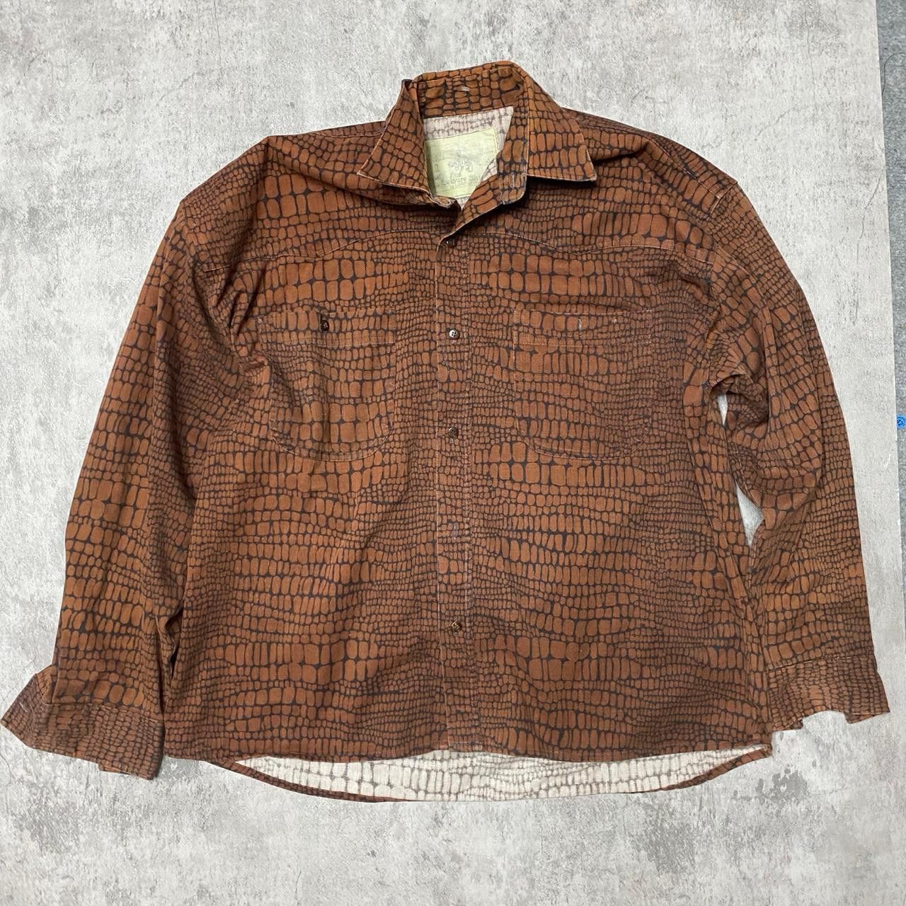 Other Brown crocodile print button-up shirt #western Size US L / EU 52-54 / 3 - 1 Thumbnail