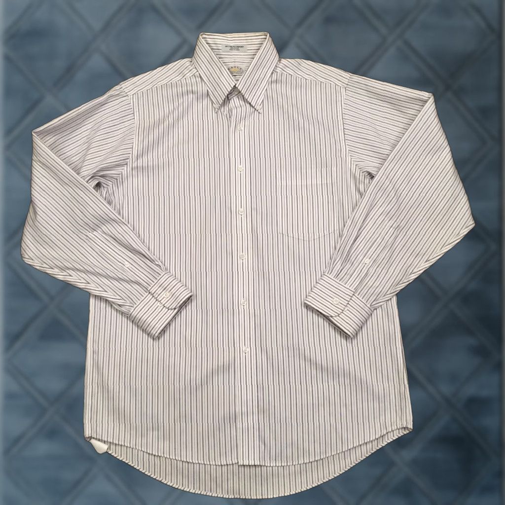 Vintage Eagle Shirtmakers Shirt Mens 16 Purple Striped Long Sleeve Button-Down Shirt Size US L / EU 52-54 / 3 - 1 Thumbnail