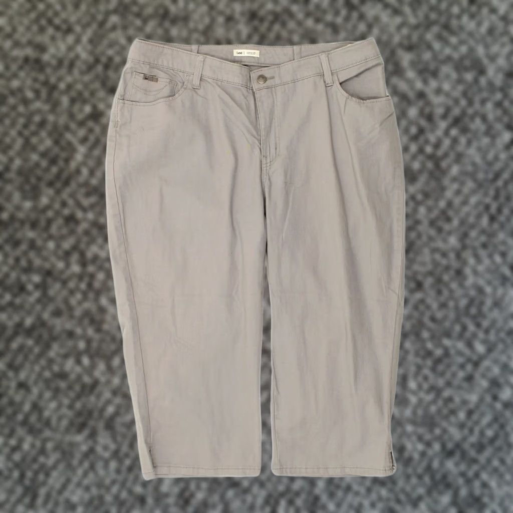 Lee LEE Womens Capri Trousers Grey Cotton W36 L20 Low Waist Size 25" / US 0 / IT 36 - 1 Thumbnail