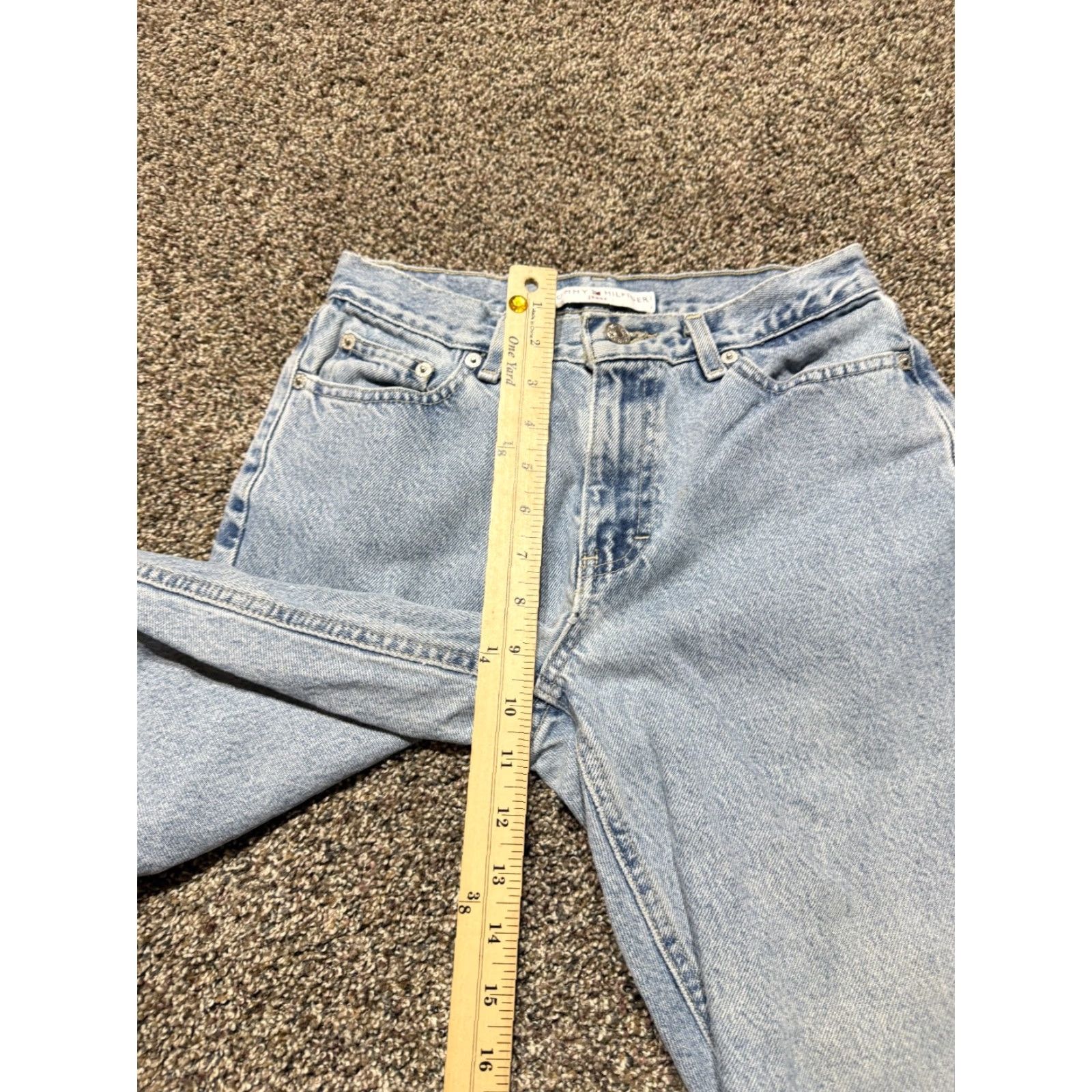 Tommy Hilfiger VINTAGE Tommy Hilfiger Women Jeans 26 30 Blue Denim HEMMED Distress 4- Pocket 5-Pocket Design Straight Modern Regular Jeans Womens Size 27" / US 4 / IT 40 - 7 Thumbnail