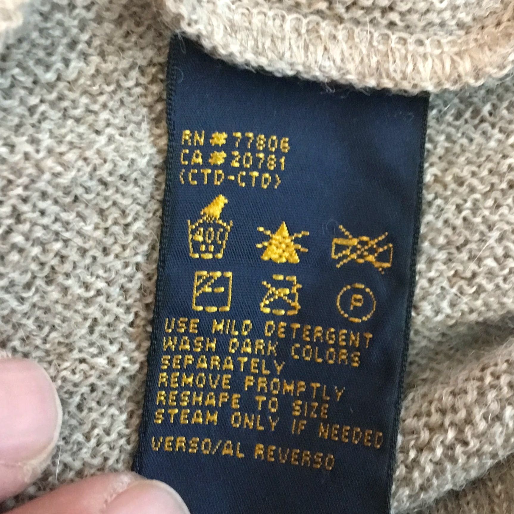 Tommy Hilfiger Tommy Hilfiger Mens V Neck Long Sleeve Knit Beige Pullover Sweater XL Beiges Classic Pullover Casual Mens Size US XL / EU 56 / 4 - 5 Thumbnail