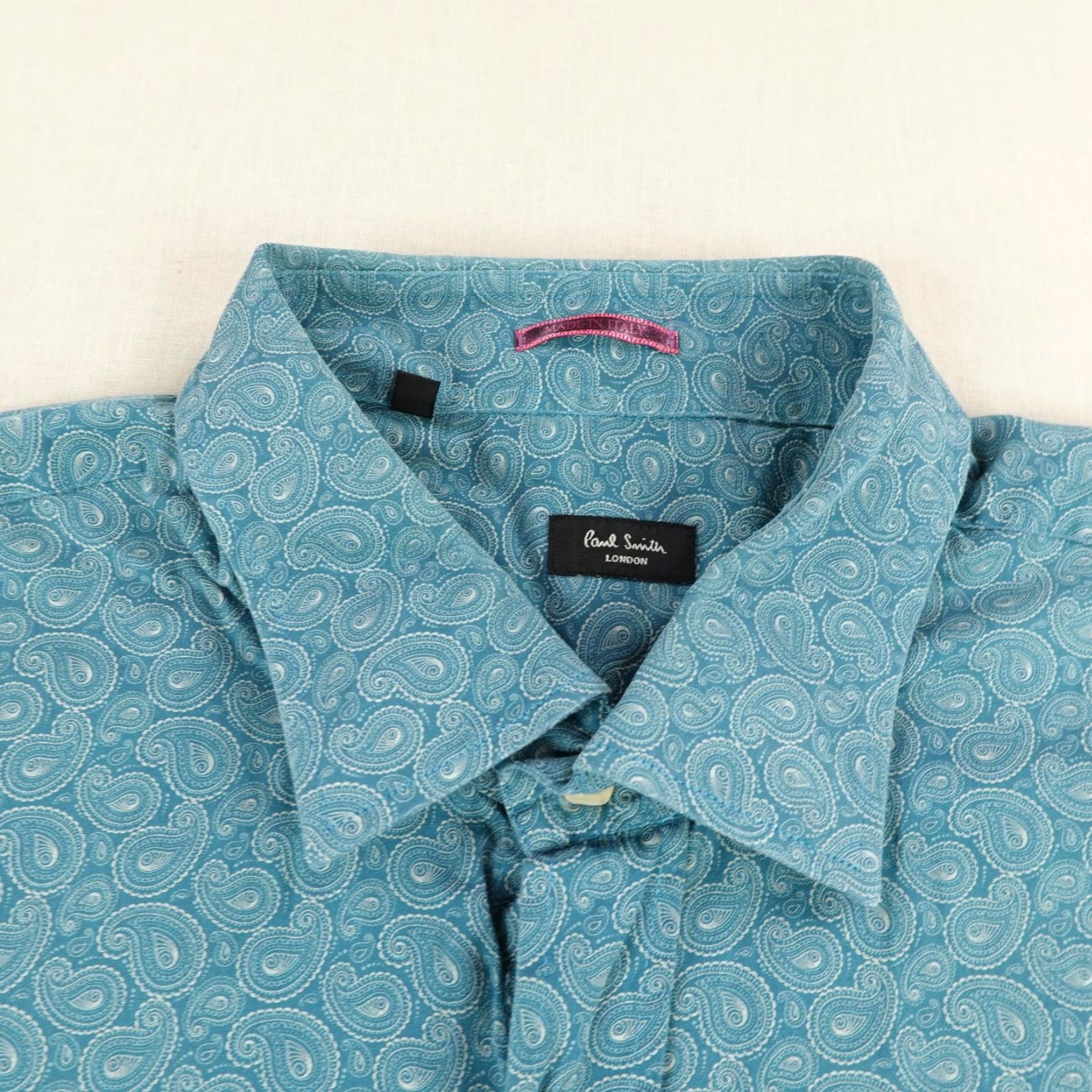 Paul Smith Paul Smith Shirt Mens XL Blue Teal Paisley Short Sleeve Button Up Size US XL / EU 56 / 4 - 2 Thumbnail