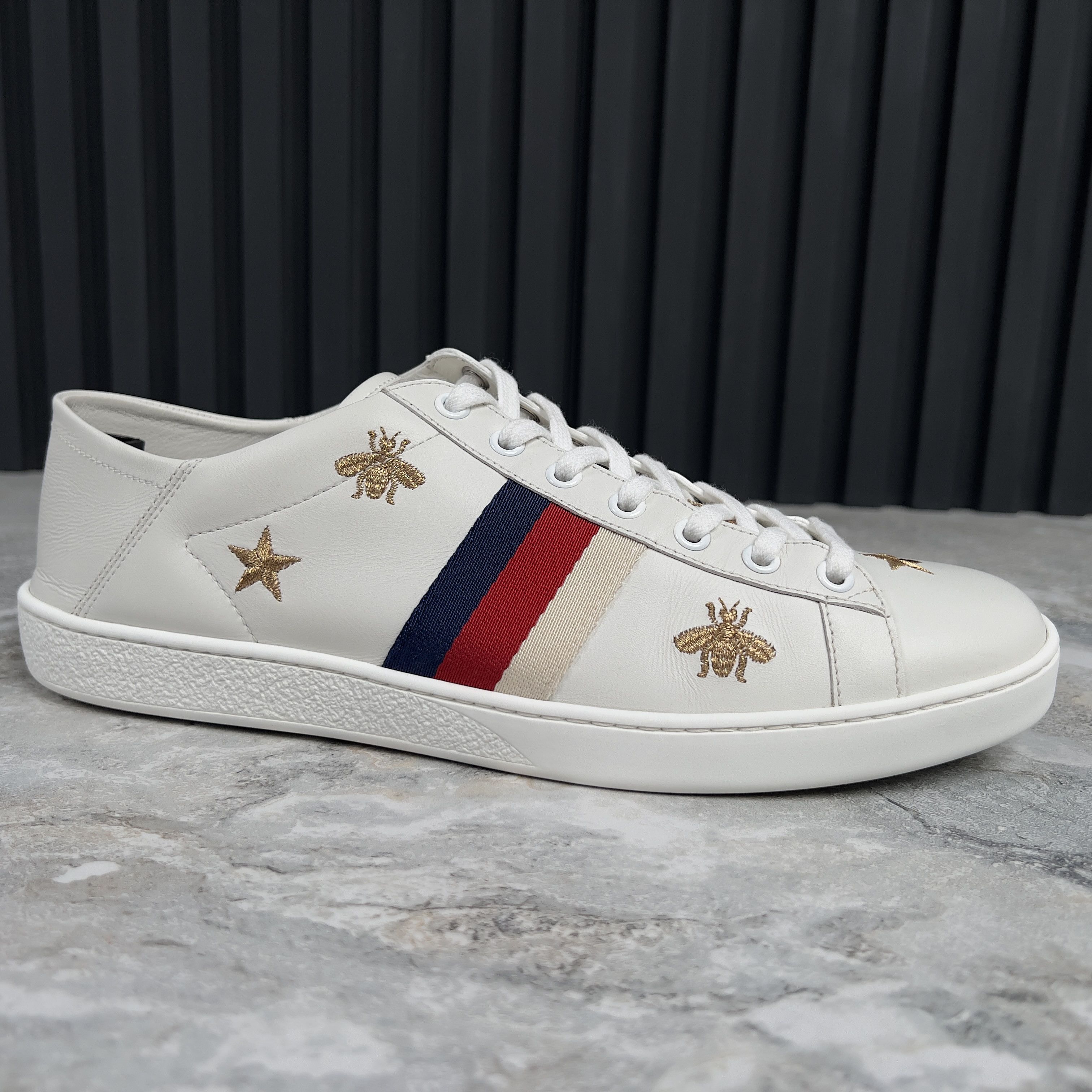 Gucci Ace Web Sneakers Stars Bees Embroidered Leather Size US 11 / IT 41 - 7 Thumbnail