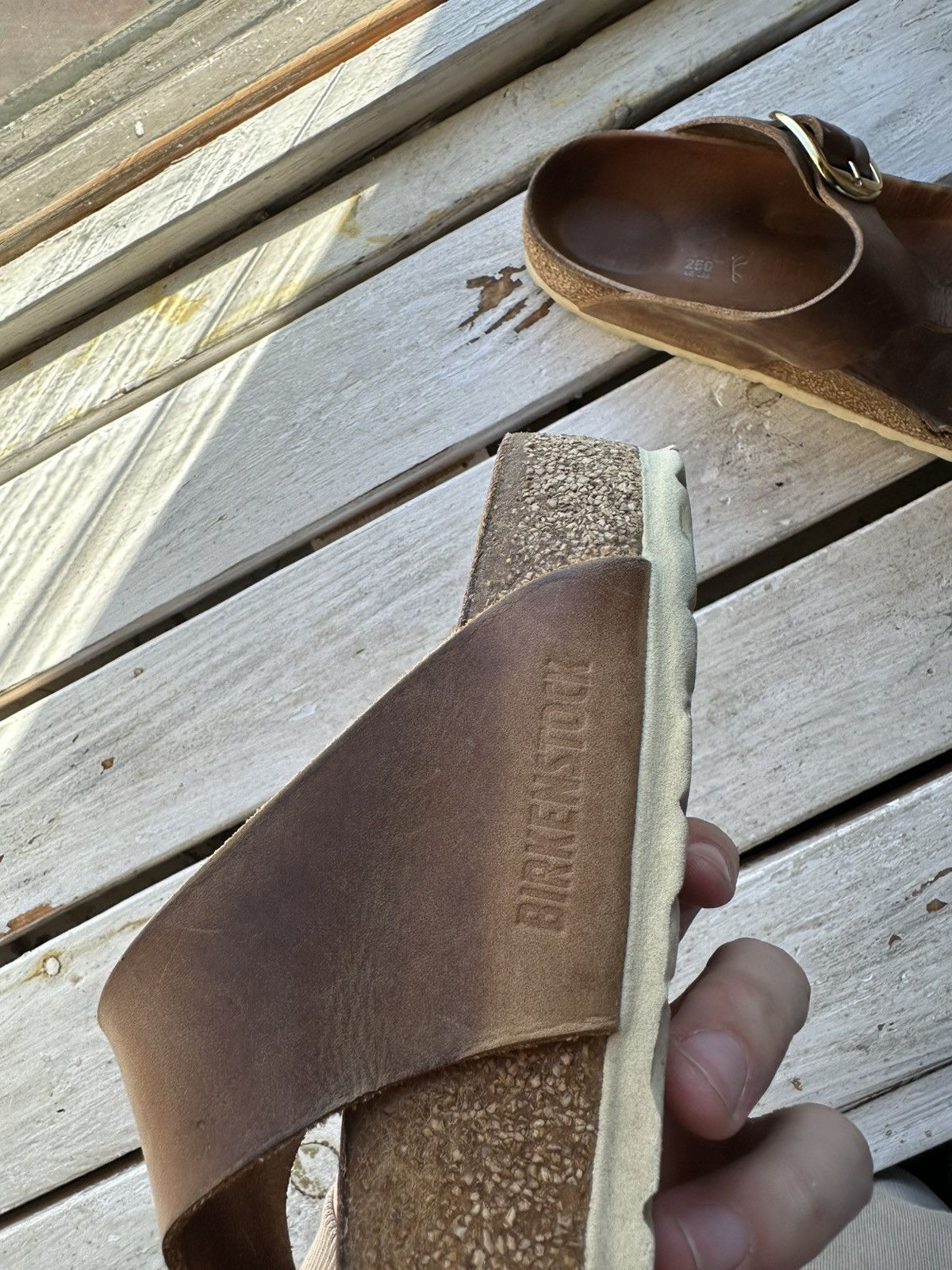 Birkenstock 🚨 VNTG Birkenstock 39 brown unisex Luxe Sandals rare slides Size US 9 / IT 39 - 5 Thumbnail