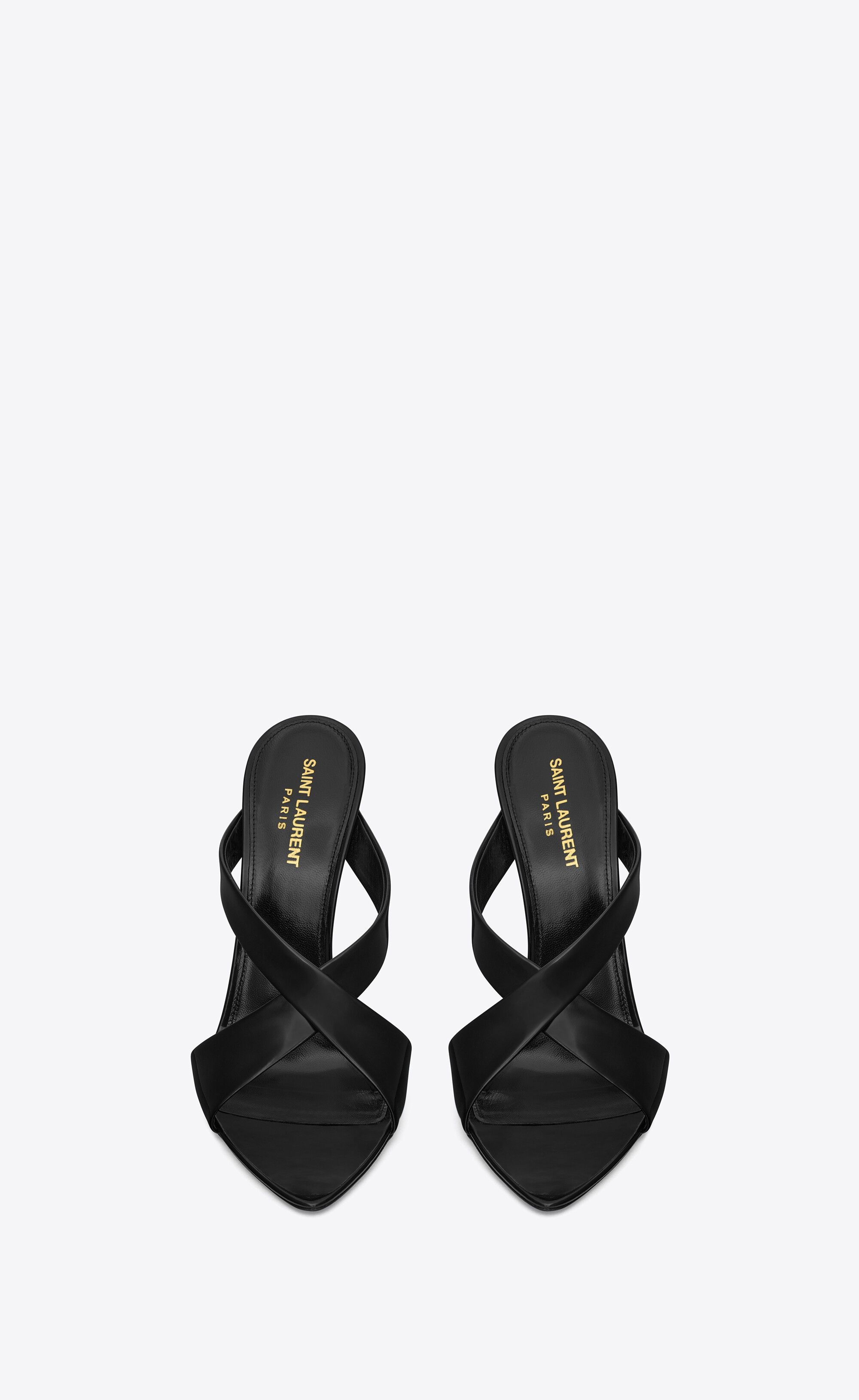 Saint Laurent Paris oc11z1225 775972 EVA Mules in Glazed Leather in Black Size US 5 / IT 35 - 2 Thumbnail