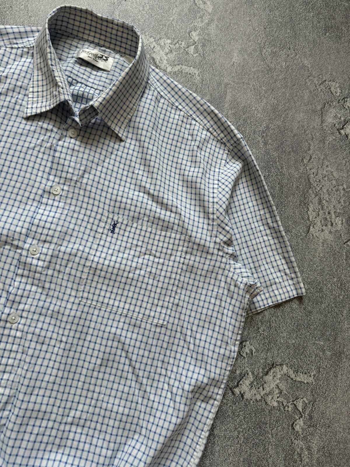 Vintage × Yves Saint Laurent YvesSaintLaurent YSL XL checkered shirt button up polo tee Size US XL / EU 56 / 4 - 3 Thumbnail