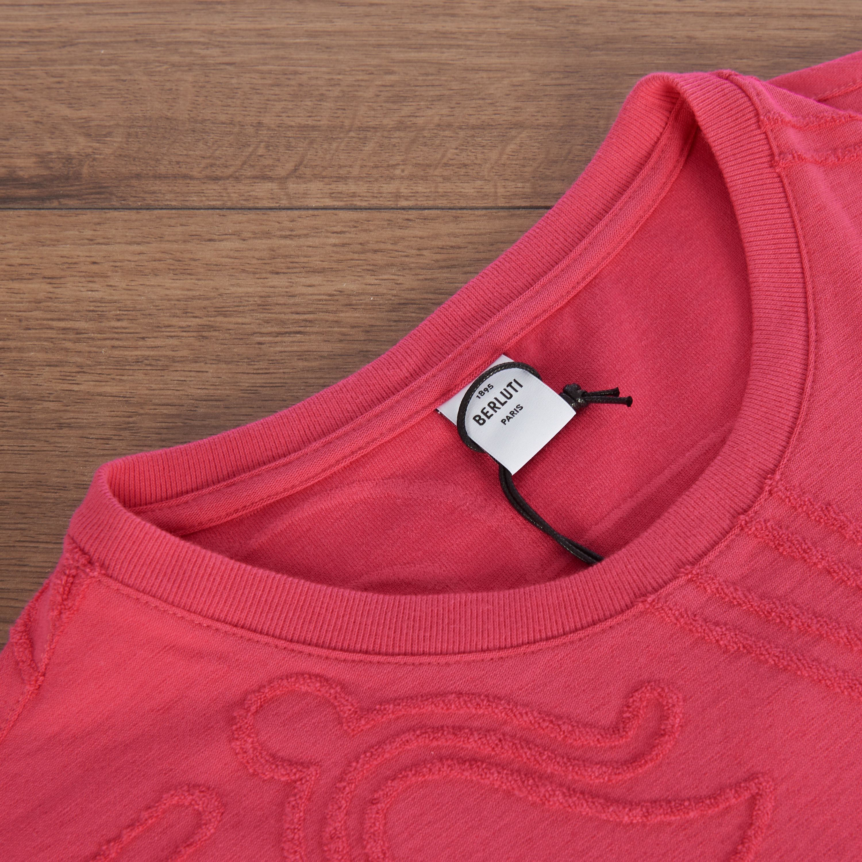 Berluti Iconic Scritto Tshirt In Pink Cotton Terry Size US S / EU 44-46 / 1 - 6 Thumbnail