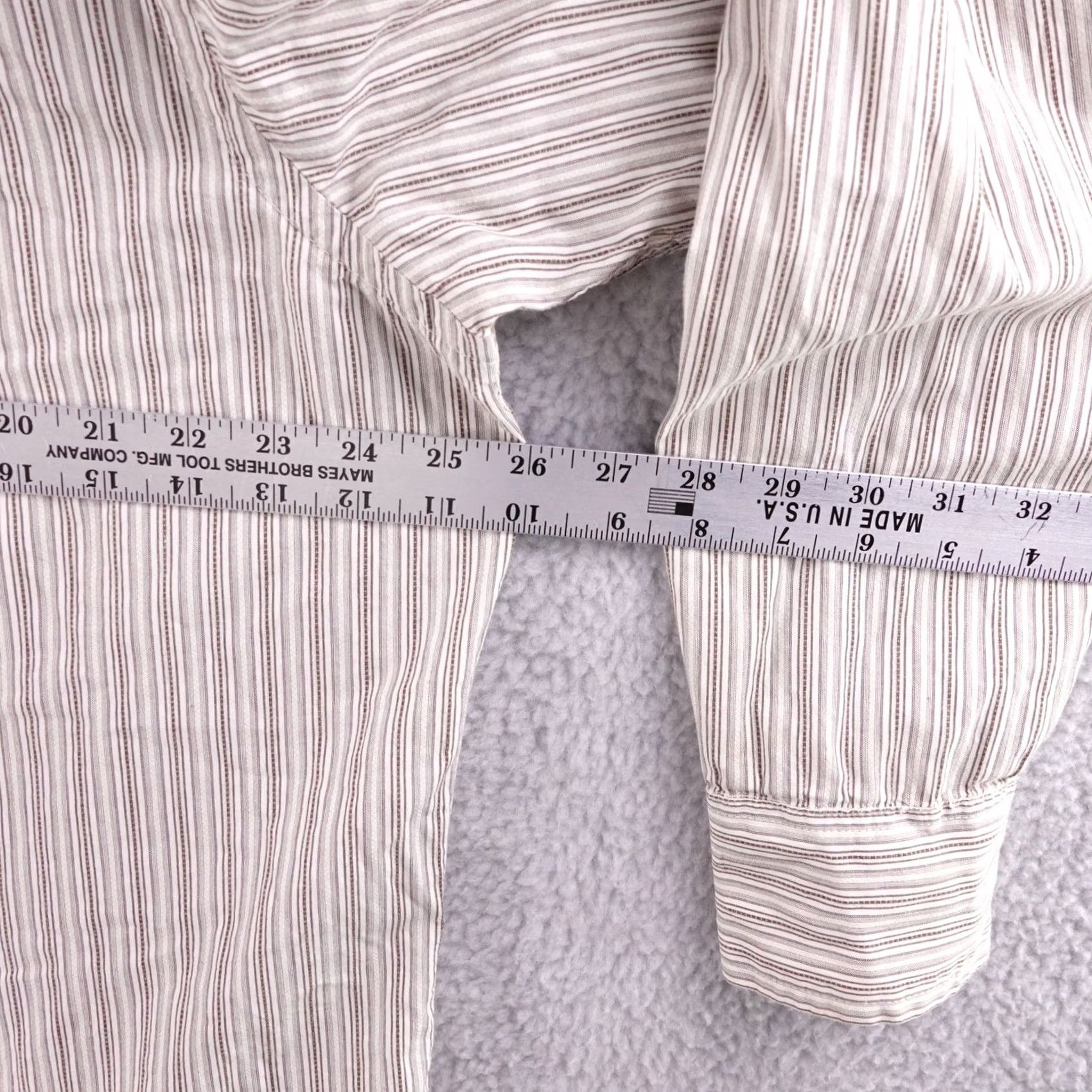 Ecko Unltd. VINTAGE ECKO UNLTD Mens XLARGE Striped Button-Down Shirt Long Sleeve Casual Workwear Beige Tan White Collared Pockets Mens Size US XL / EU 56 / 4 - 6 Thumbnail