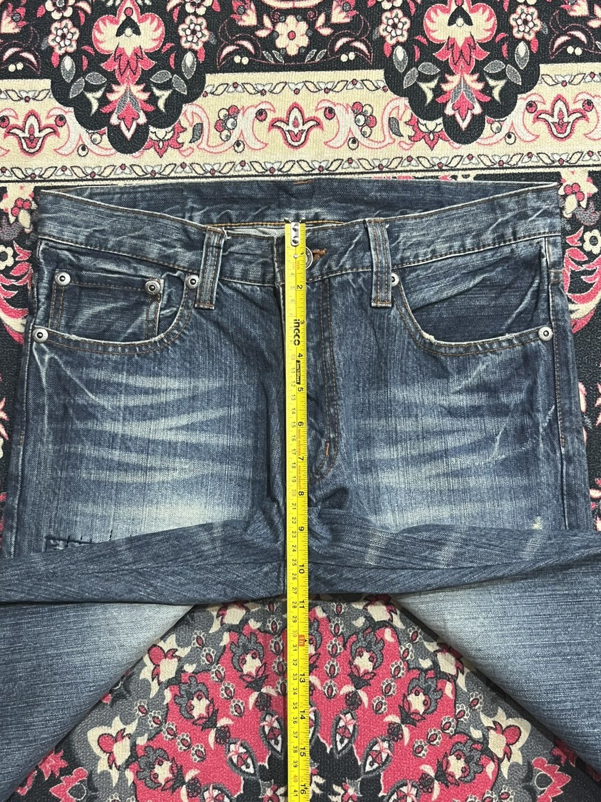 Kapital Japanese Brand Back Rush Distressed Sashiko Stitch Blue Jean Size US 31 - 12 Thumbnail