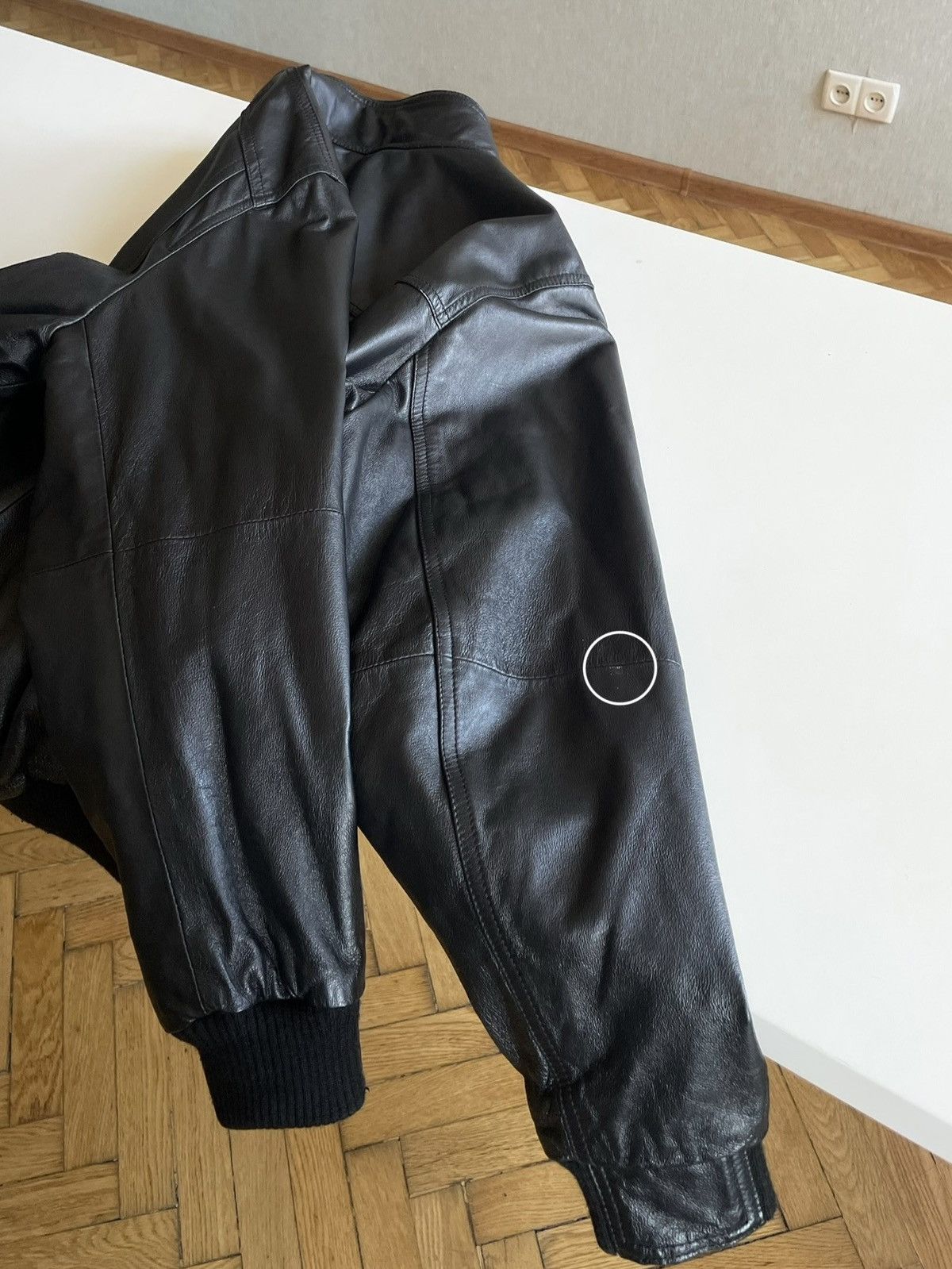 Marks & Spencer Black Leather Bomber / A Jacket Size US XL / EU 56 / 4 - 15 Thumbnail