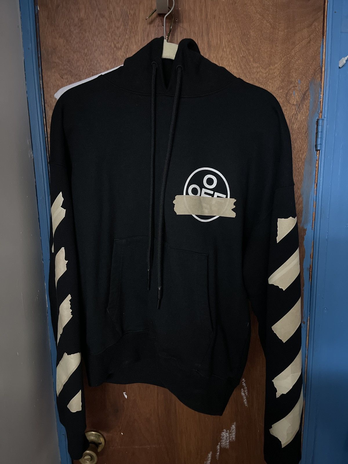 image of Off White Off-White - Tape Diag Arrows Hoodie in Black, Men's (Size Small)