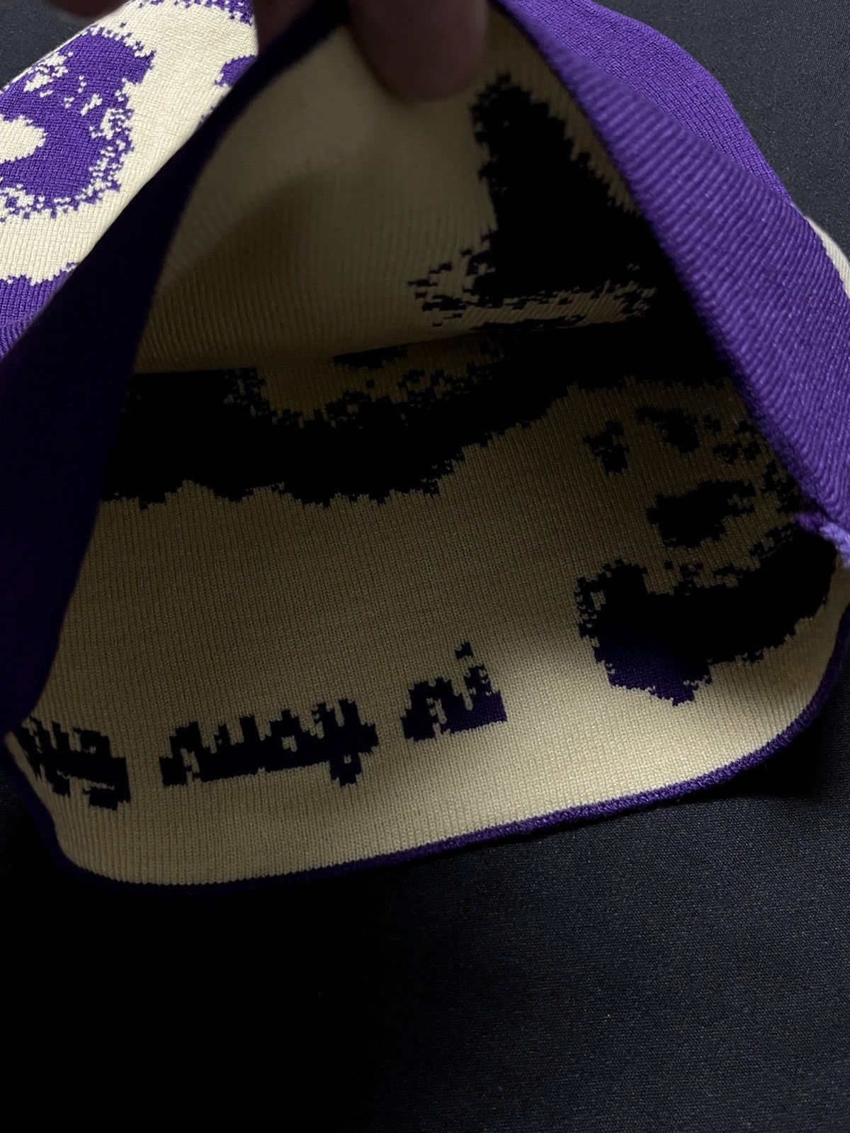 Japanese Brand In Your Eyes Reversible Purple No Cuff Knit Beanie OS Size ONE SIZE - 8 Thumbnail