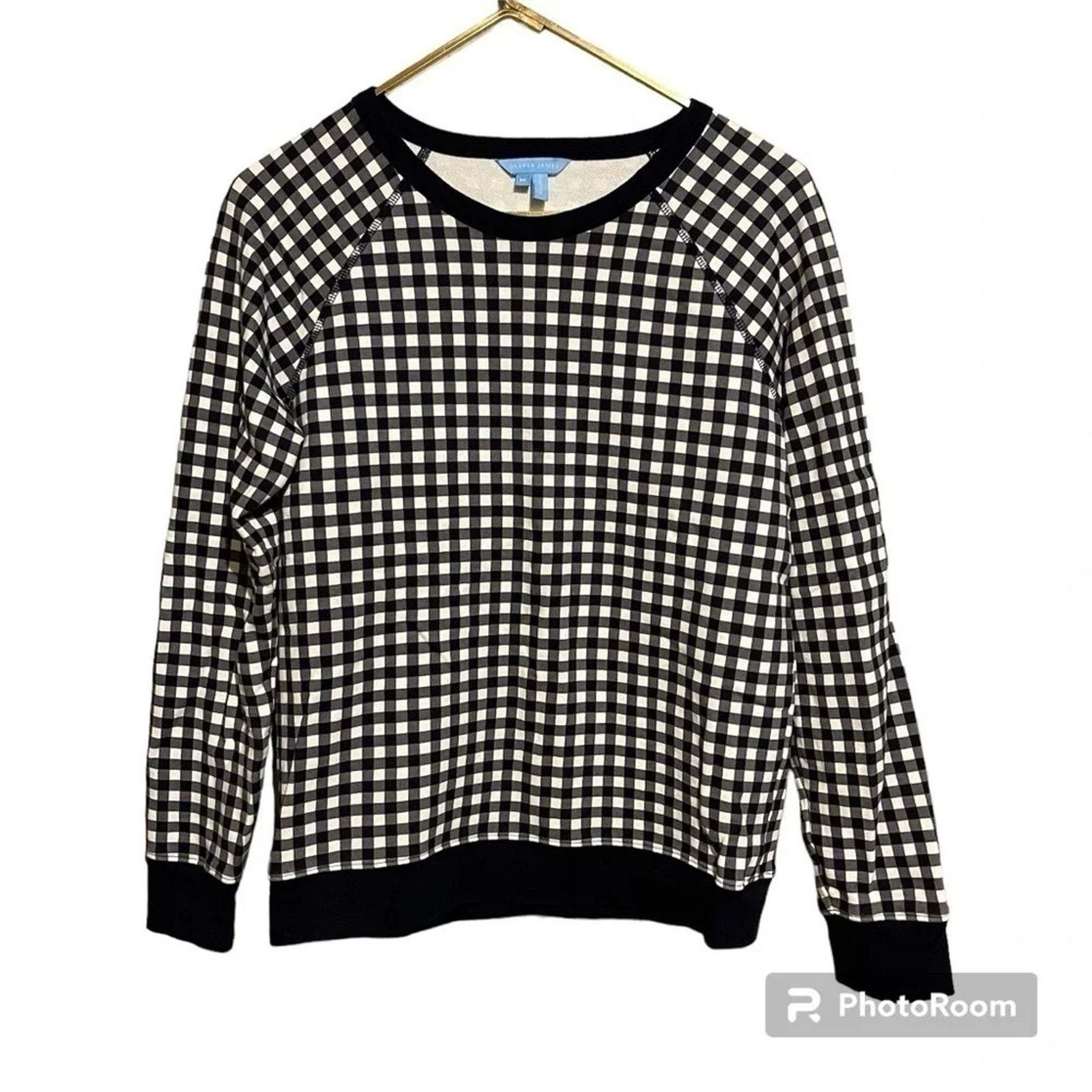 Other Draper James Sweatshirt Women’s Size M Natalie Gingham Navy Size M / US 6-8 / IT 42-44 - 1 Thumbnail