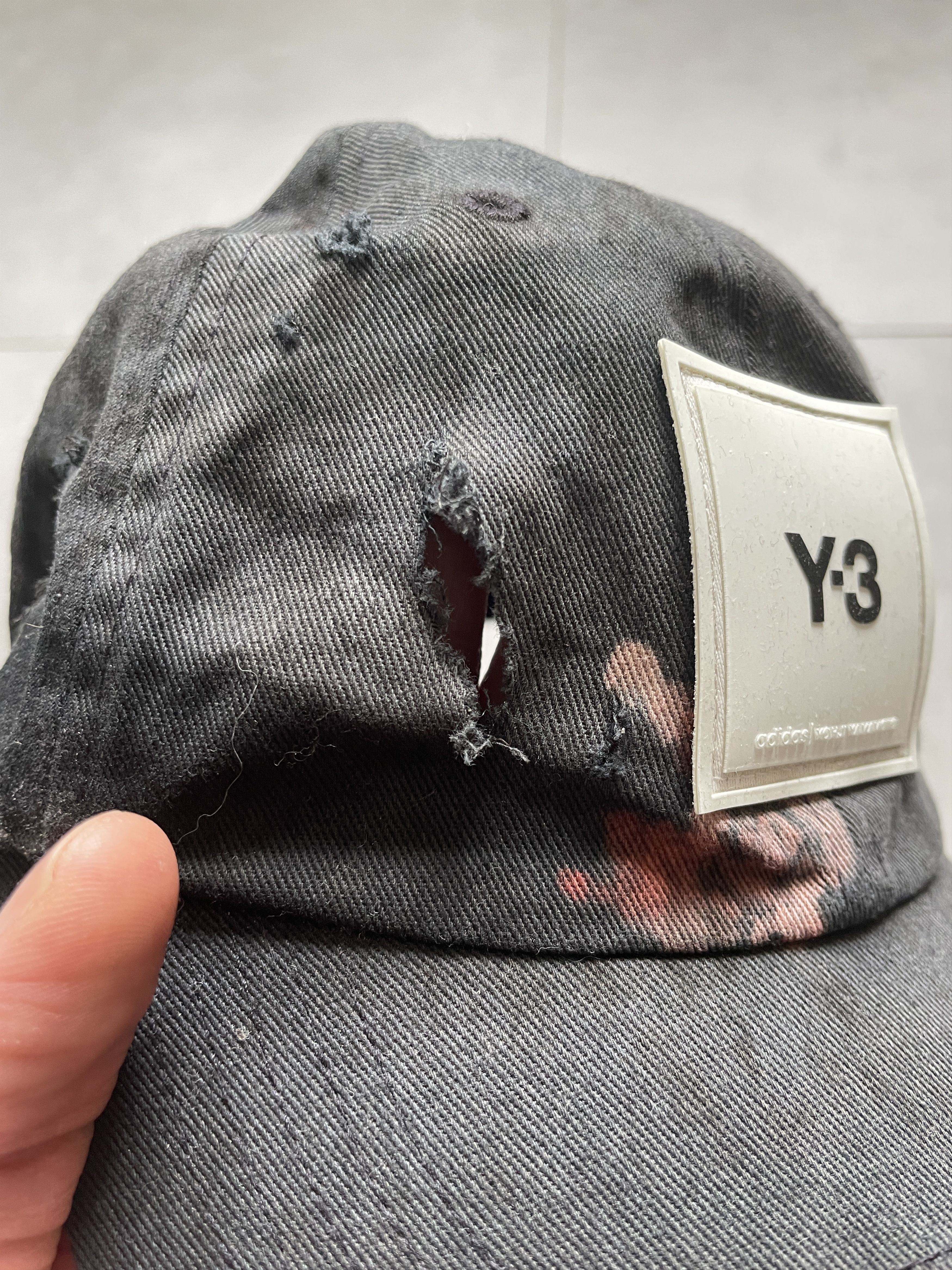 Yohji Yamamoto Y2K ADIDAS X YOHJI YAMAMOTO BLACK DISTRESSED CAP Size ONE SIZE - 4 Thumbnail
