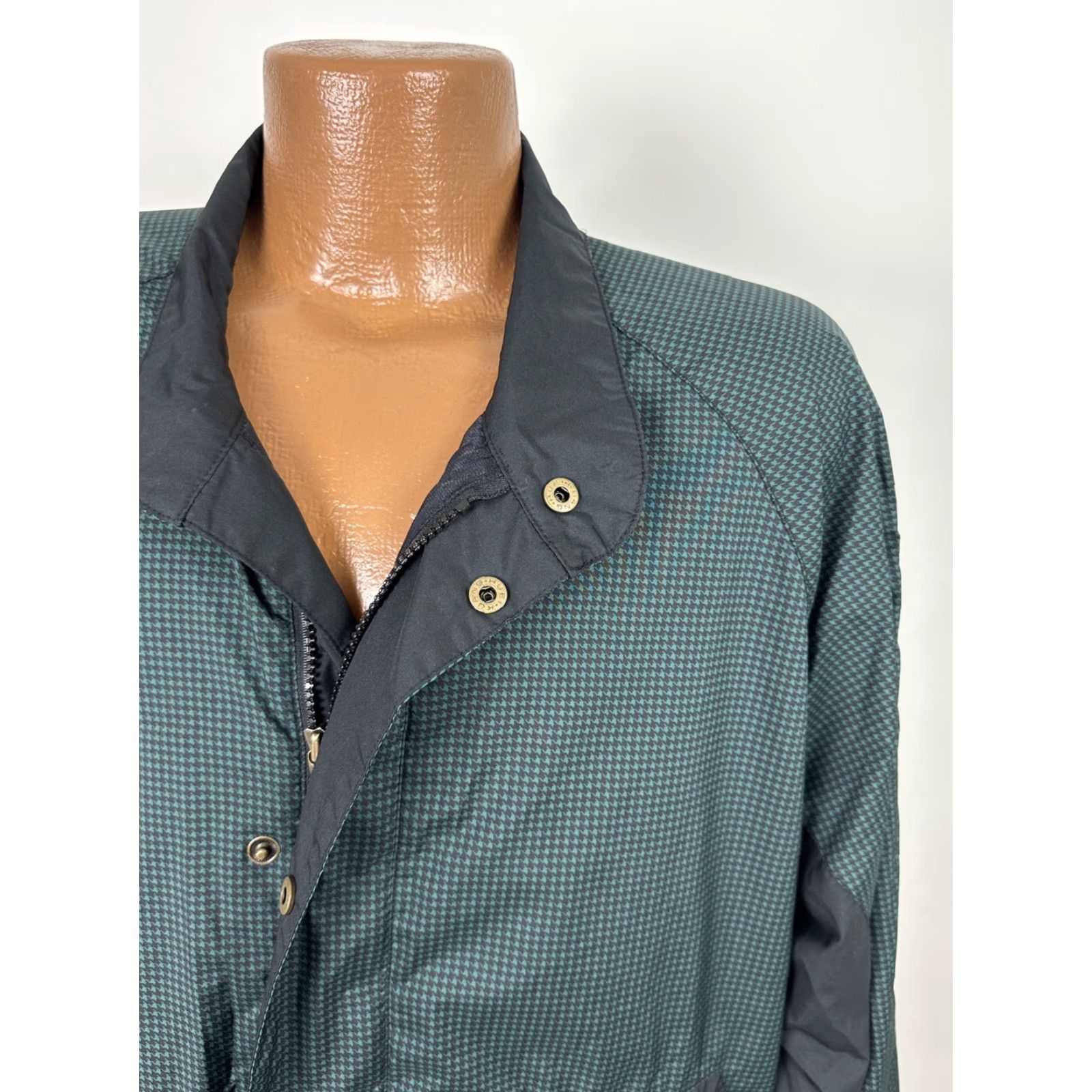 Footjoy VINTAGE FootJoy DryJoys Golf Windbreaker Jacket Men Large Full-Zip Lined Houndstooth Bellsouth Green Size US L / EU 52-54 / 3 - 2 Thumbnail