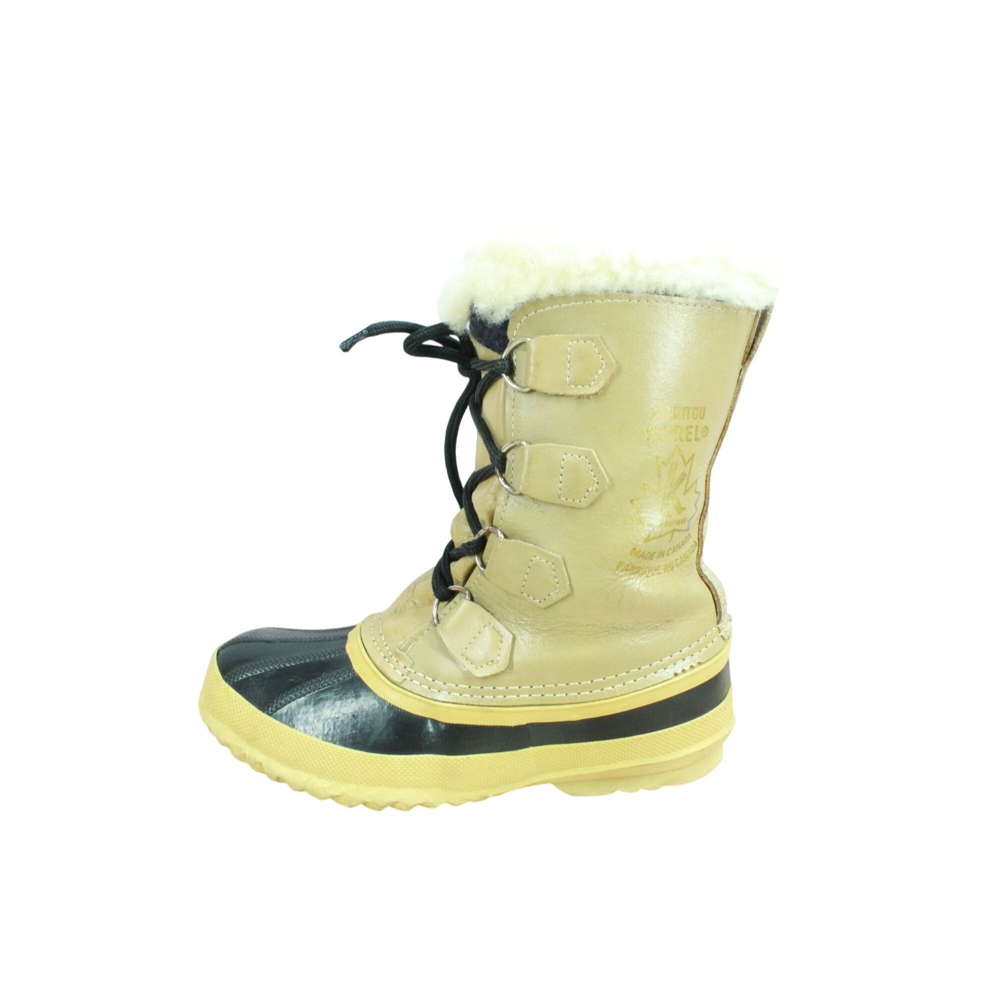 SOREL Sorel Manitou Shearling Winter Boots Cream Leather Size 5 Size US 5 / IT 35 - 1 Thumbnail