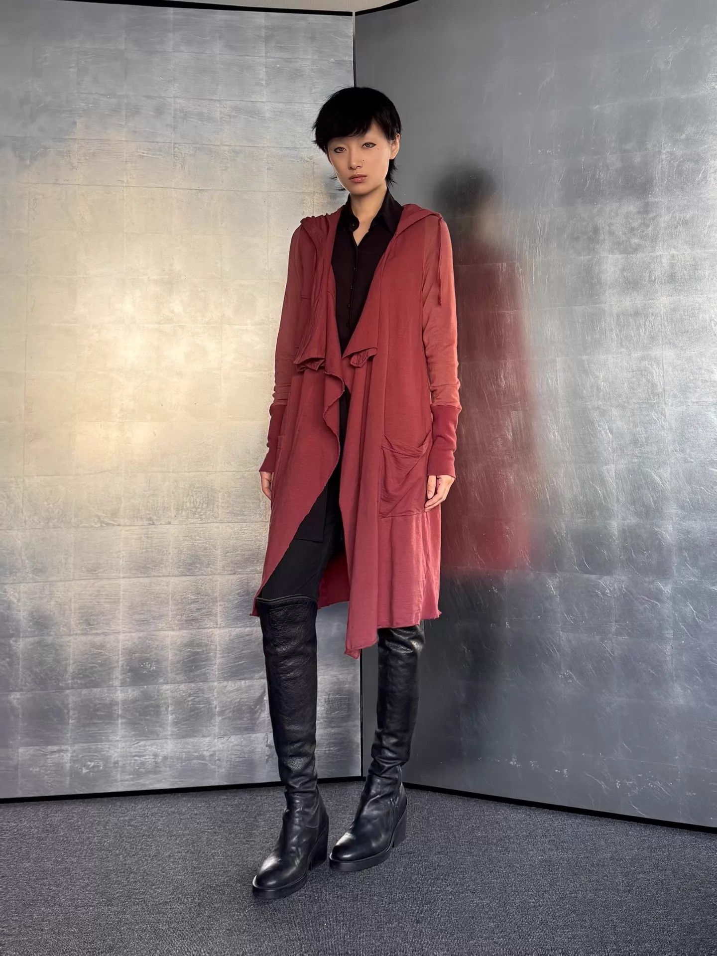 Vintage Vintage Italian Wasteland Brick Red Hooded Long Jacket L Size L / US 10 / IT 46 - 7 Thumbnail