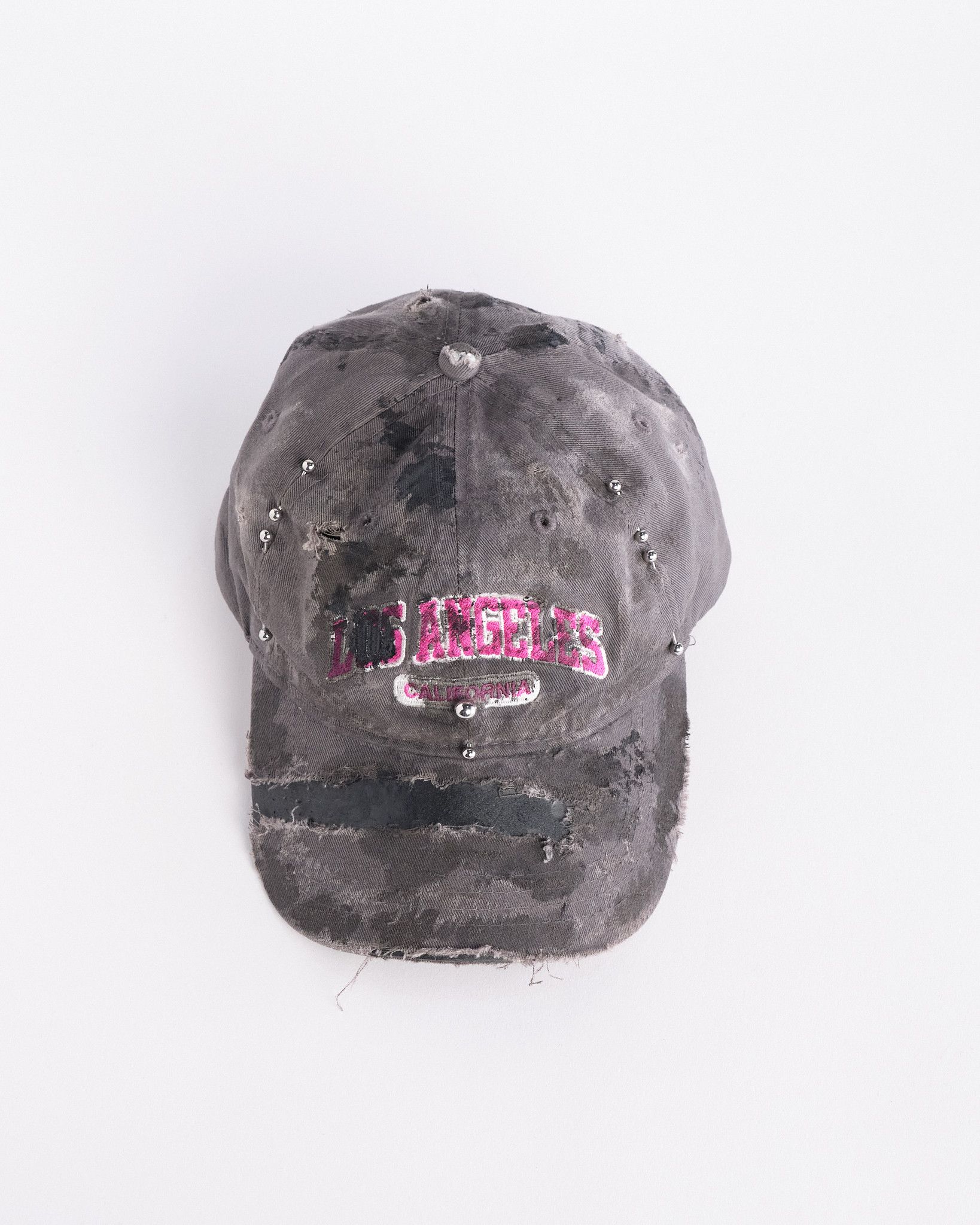 Vintage ASTROBOI* 'Los Angeles' Grey & Pink Distressed Pierced Hat Size ONE SIZE - 2 Thumbnail