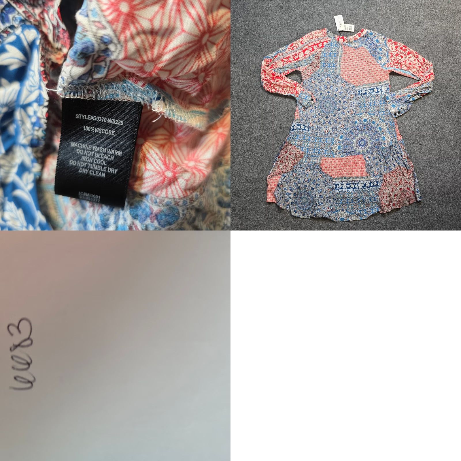 Sanctuary Sanctuary Dress Womens XL Blue Red Patchwork V Neck Boho Hippie Shirt Dress Womens XL Red Size XL / US 12-14 / IT 48-50 - 8 Thumbnail