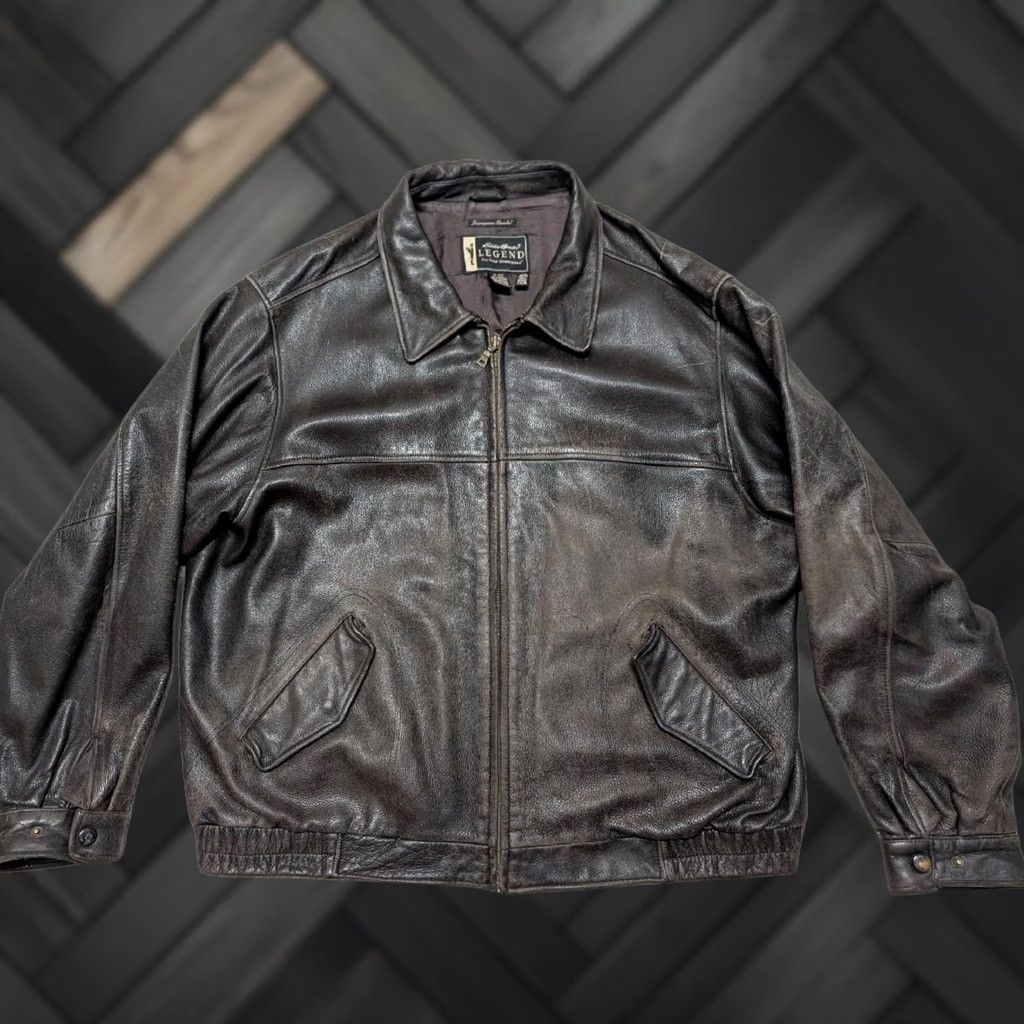 Eddie Bauer VINTAGE Eddie Bauer leather BOMBER jacket 3XLT Mens brown Patina Journeyman 56-58 3XL Tall Size US XXL / EU 58 / 5 - 1 Thumbnail