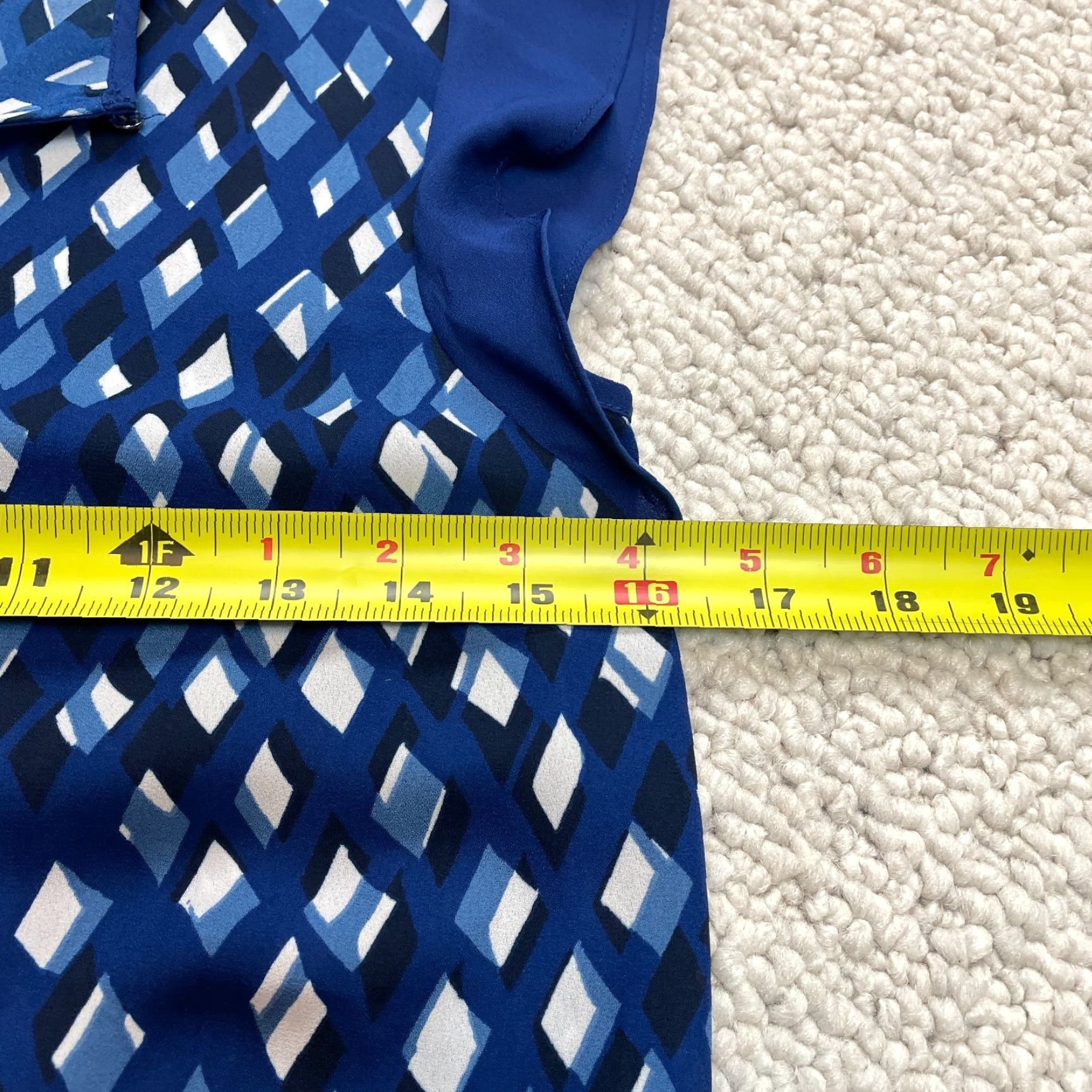 Tommy Hilfiger Tommy Hilfiger Blouse Womens XXS 2XS Blue Argyle Flutter Cap Sleeve Shirt Size XXS / US 00 / IT 34 - 6 Thumbnail