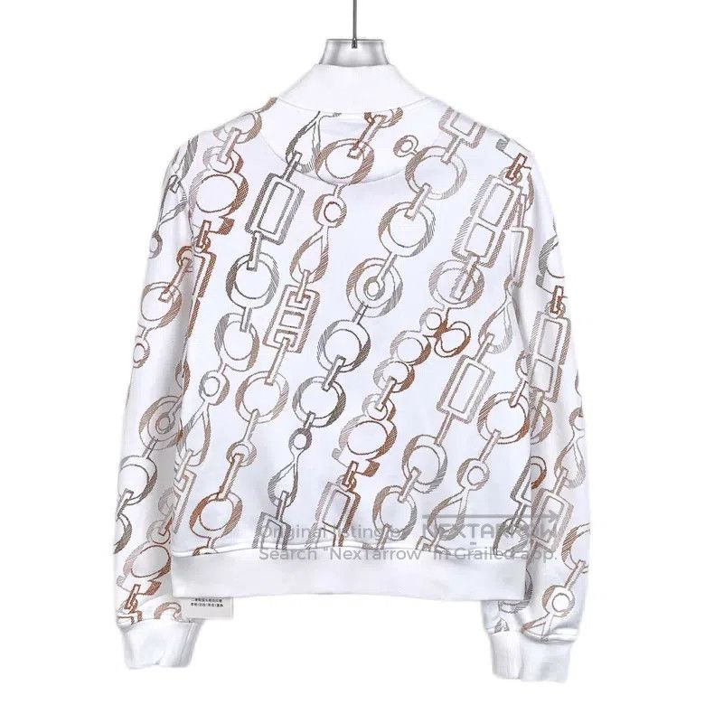 Hermes Hermes White Chain Buckle Printed Cotton Single-Breasted J Size XXS / US 00 / IT 34 - 2 Thumbnail