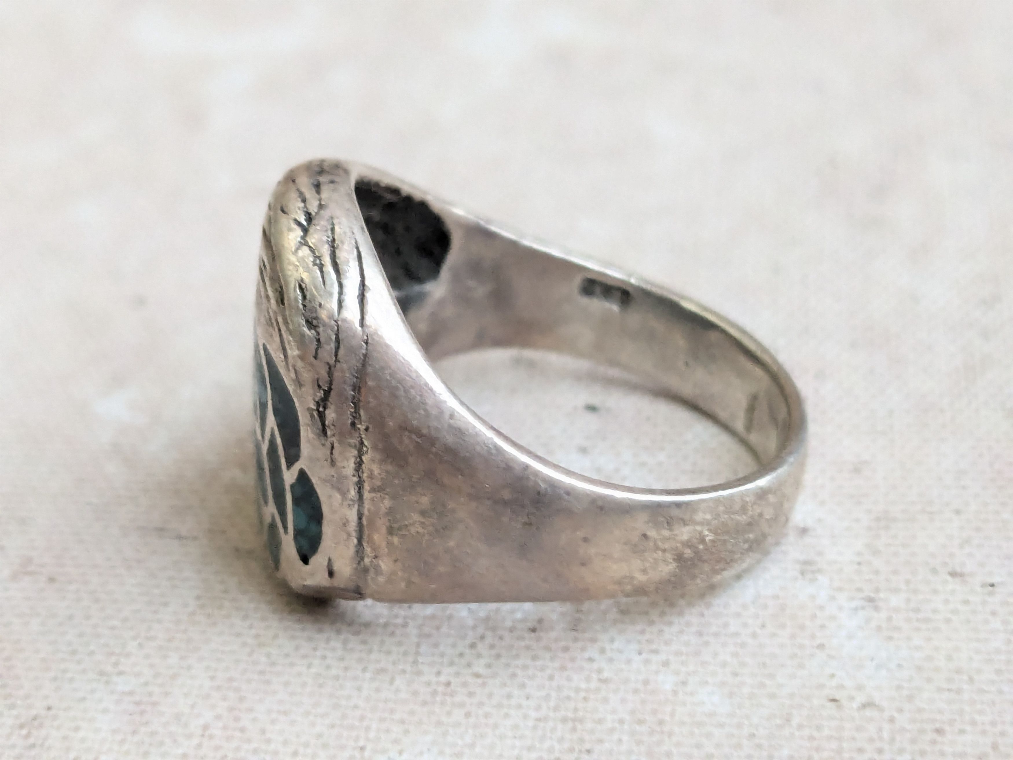 Sterling Silver LAZ Sterling Silver Ring Crushed Turquoise Eagle 8.75 Size ONE SIZE - 3 Thumbnail