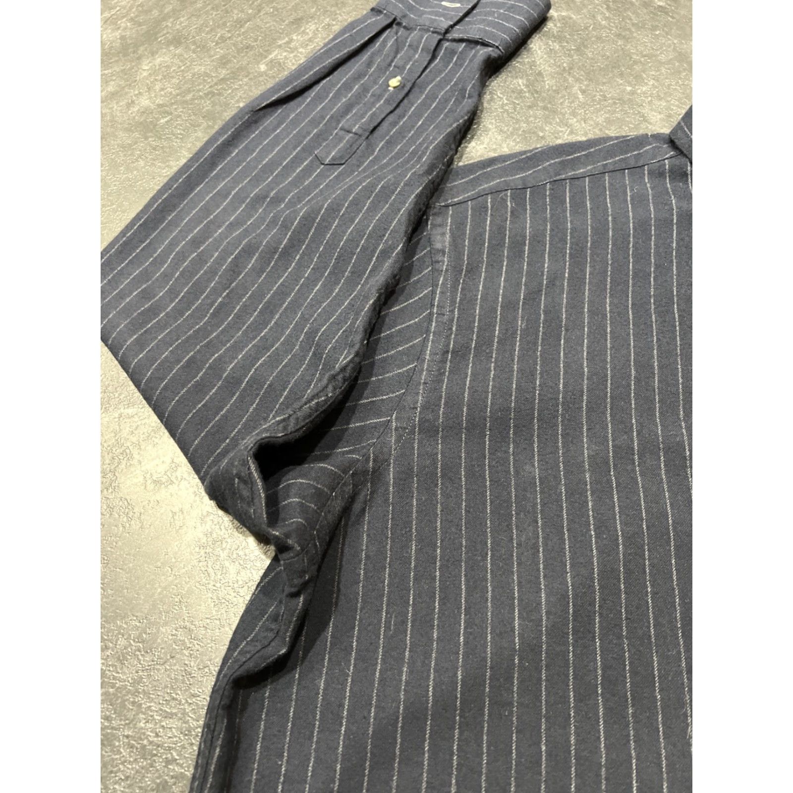 UNTUCKit VINTAGE UNTUCKit Flannel Shirt Men’s XXL Navy Pinstripe Long Sleeve Button-Up Slim Fit 90s Size US XXL / EU 58 / 5 - 5 Thumbnail