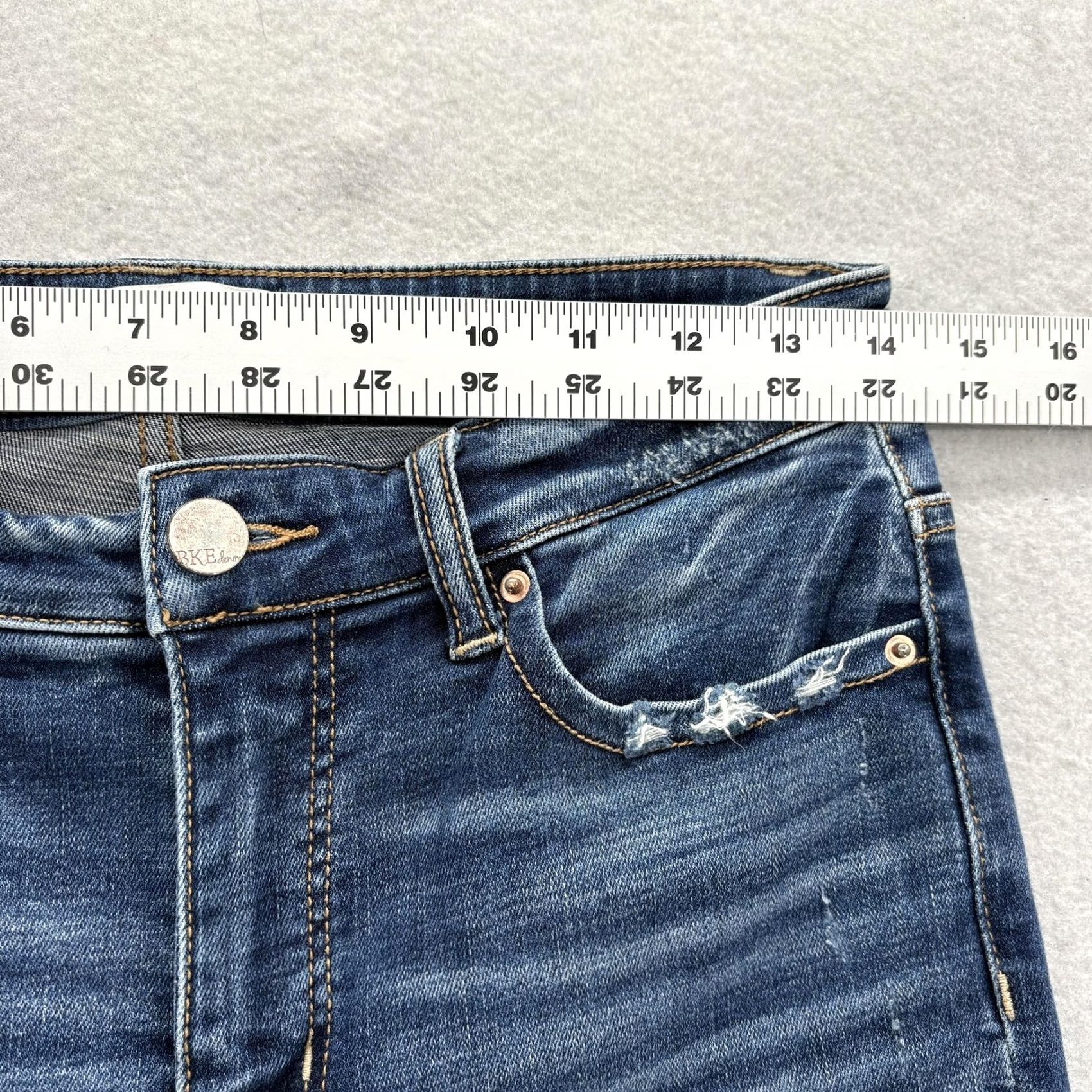 Vintage Buckle Parker High Rise Ankle Skinny Jeans Womens 27 Blue Distressed Raw Hem Distressed Pockets Stretch Jeans Womens 27 Blue Size 27" / US 4 / IT 40 - 6 Thumbnail