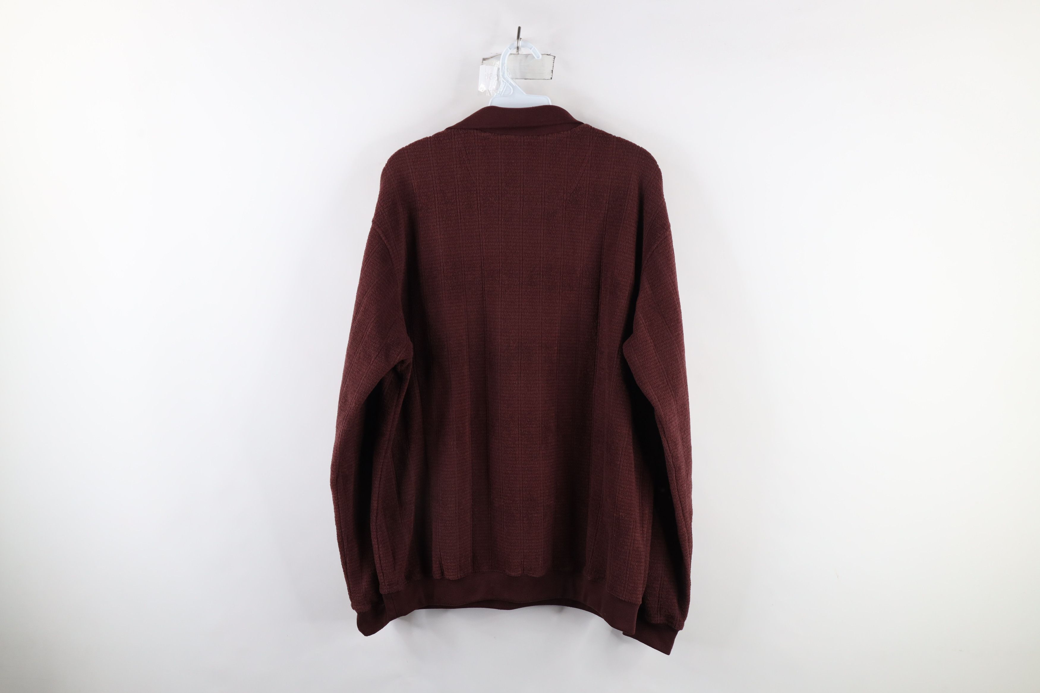 Vintage Vintage 90s Streetwear Terry Cloth Collared Sweater Red Size US L / EU 52-54 / 3 - 6 Thumbnail