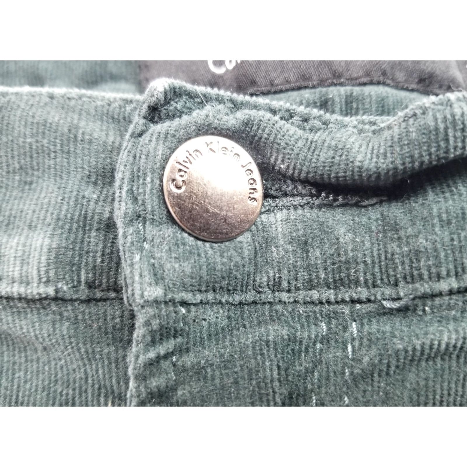 Calvin Klein Calvin Klein Women's Jeans Straight Corduroy Green Size 14 90s Button Dark Jeans Corduroy 100% Cotton Regular Women Size 36" / US 14 / IT 50 - 5 Thumbnail