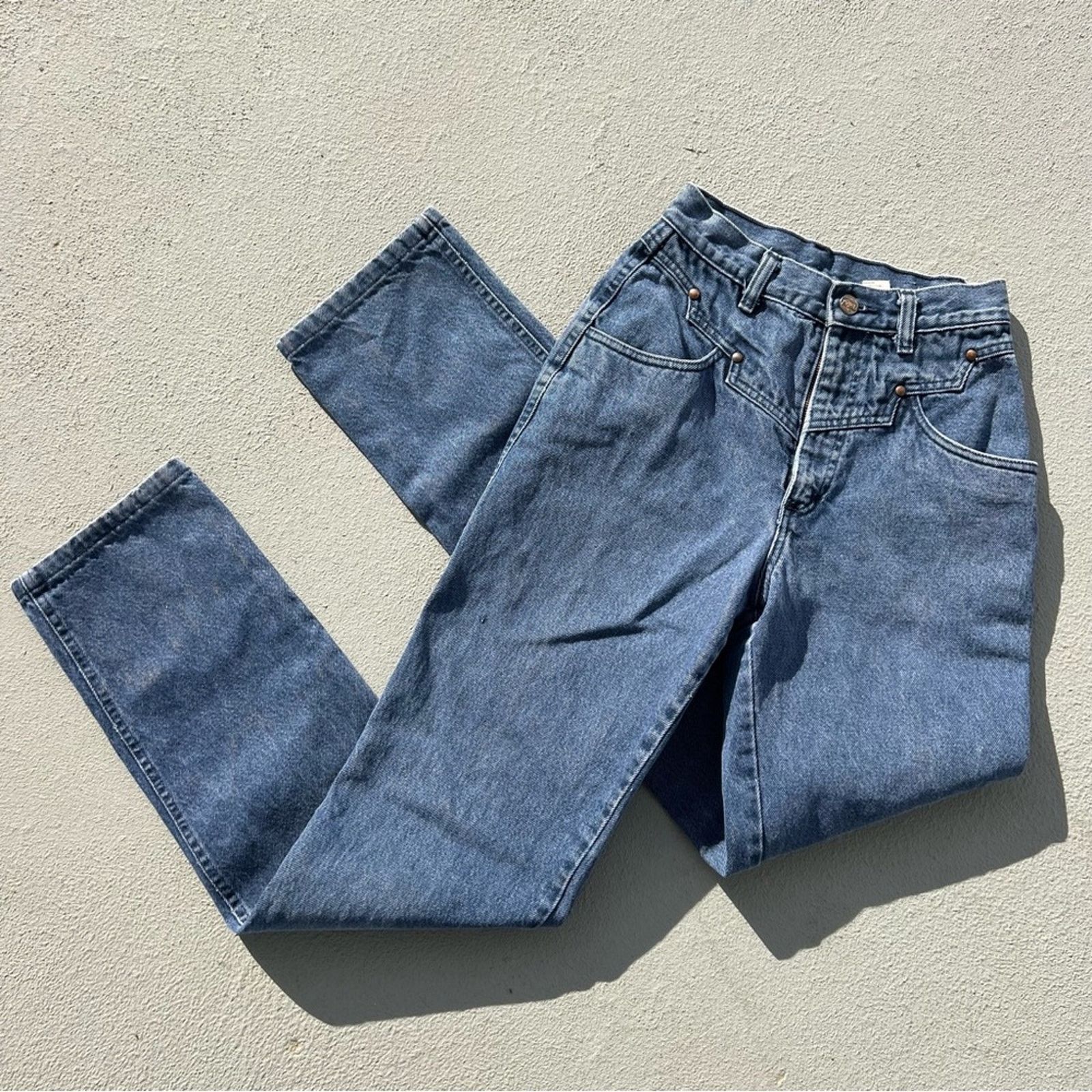 Roper 80s Roper high rise bareback copper rivet yoke cowgirl jeans ...