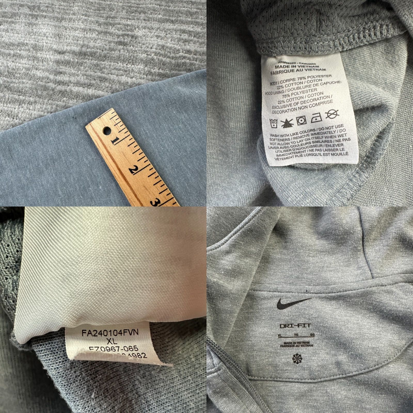 Nike Nike Hoodie Mens Extra Large Gray Primary Fleece UV Performance Dri Fit Size US XL / EU 56 / 4 - 8 Thumbnail