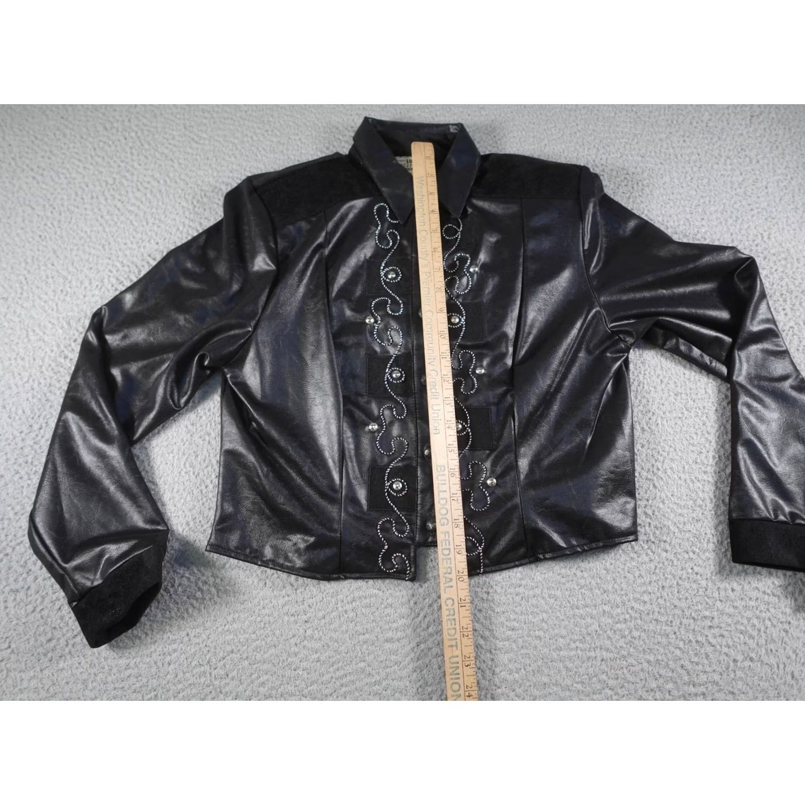Vintage VINTAGE 1849 Authentic Ranchwear Western Jacket Womens Small Black Faux Leather Beaded Embroidered Show Size S / US 4 / IT 40 - 7 Thumbnail