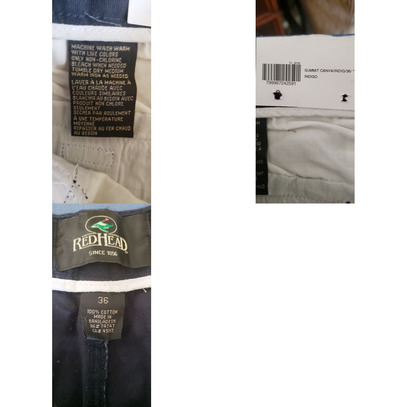 Vintage NWT RedHead Men's Summit Canvas Cargo Shorts 36 Indigo Navy Blue Casual 5-Pocket Regular Waist Belt Loops Zip Front Mens Shorts Size US 36 / EU 52 - 8 Thumbnail