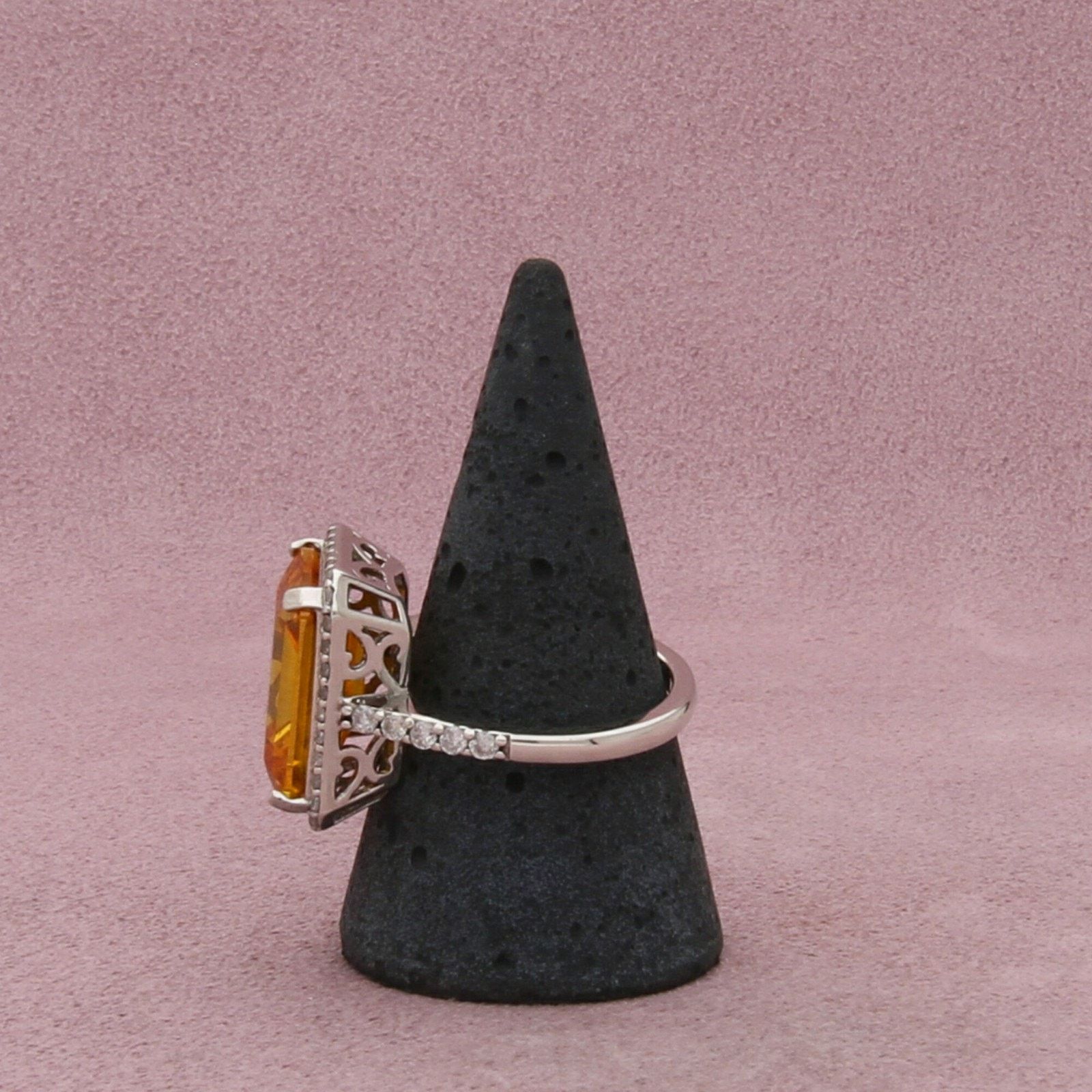 Sterling Silver sterling silver yellow cz & halo cocktail ring size 9.75 Size ONE SIZE - 4 Thumbnail