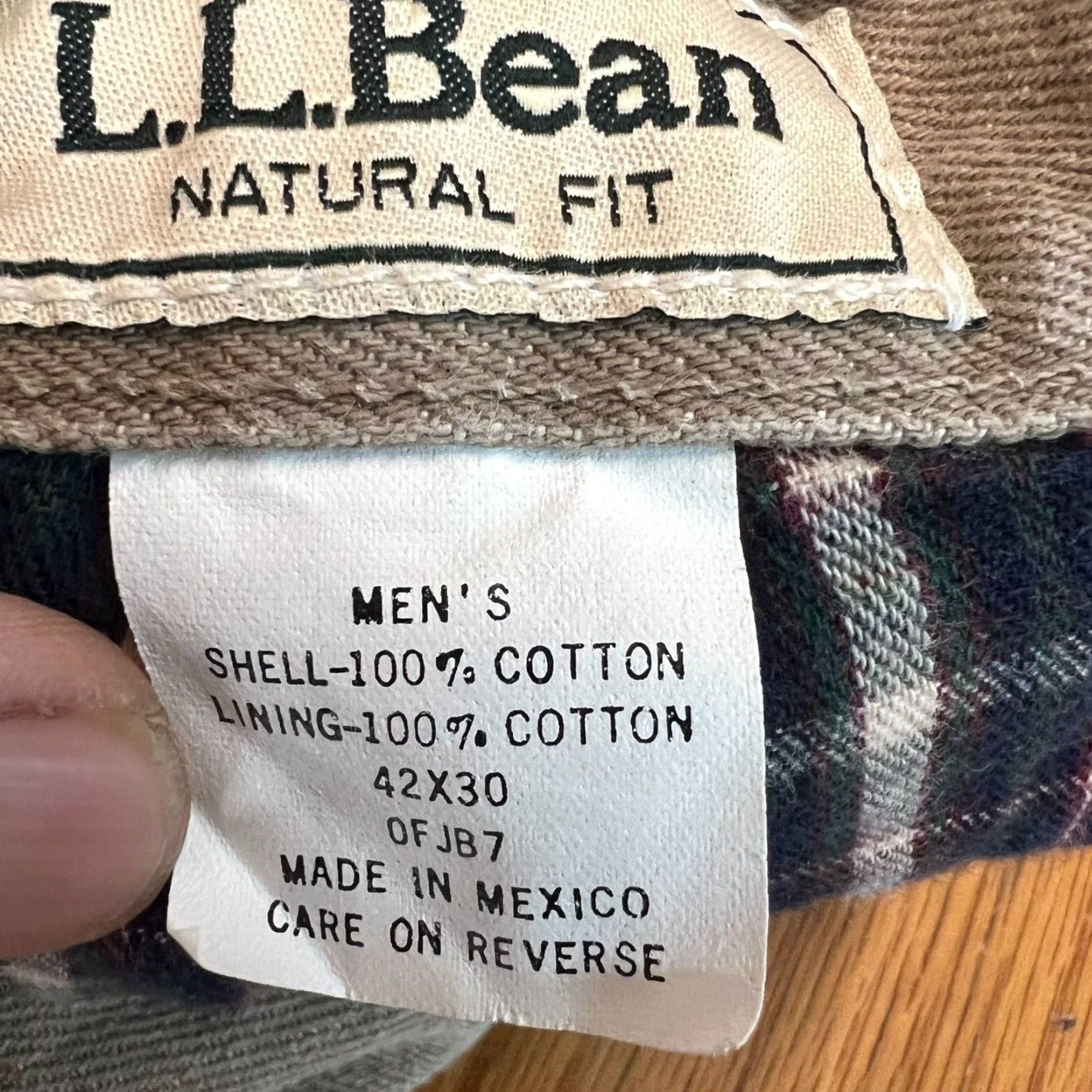 Vintage L.L. Bean Natural Fit Lined Jeans Mens Relaxed Size 42x30 Beige Denim 5-Pocket High Rise Nature Size US 42 / EU 58 - 6 Thumbnail