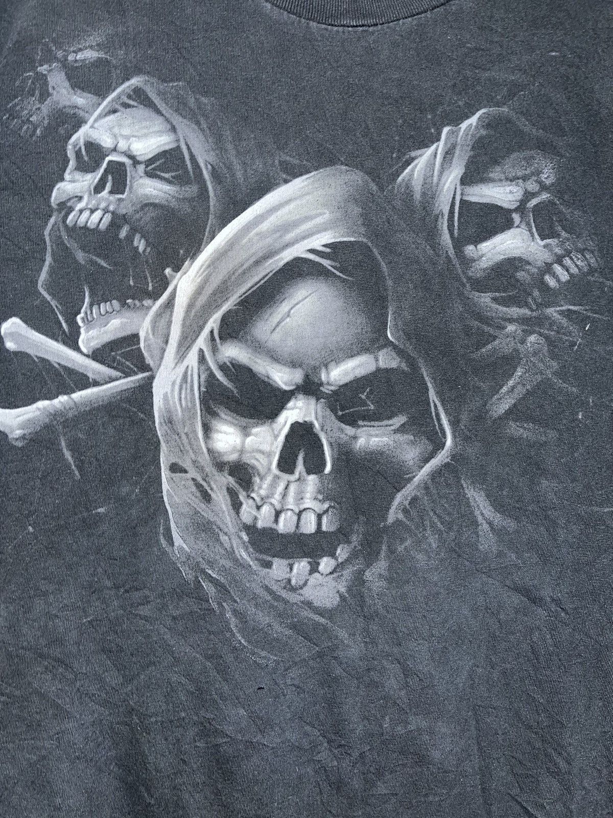If Six Was Nine × Vintage Crazy Baggy Vintage Y2K Skulls Flames JNCO Cyber Grunge Tee Size US XL / EU 56 / 4 - 2 Thumbnail