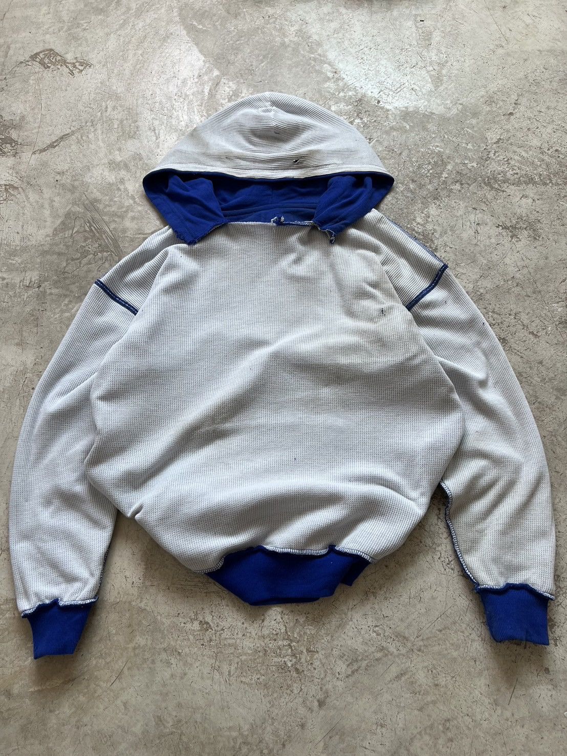Vintage Thrashed Vintage 90s Thermal Hoodie Distressed Grunge Size US S / EU 44-46 / 1 - 2 Thumbnail