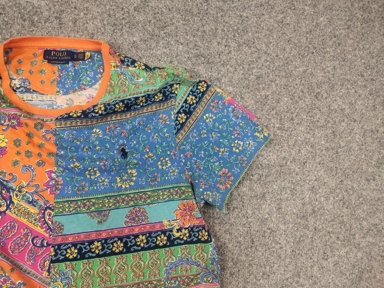 Polo Ralph Lauren Polo Ralph Lauren Patchwork-Print bright T-Shirt Tee Vintage Size US XL / EU 56 / 4 - 7 Thumbnail
