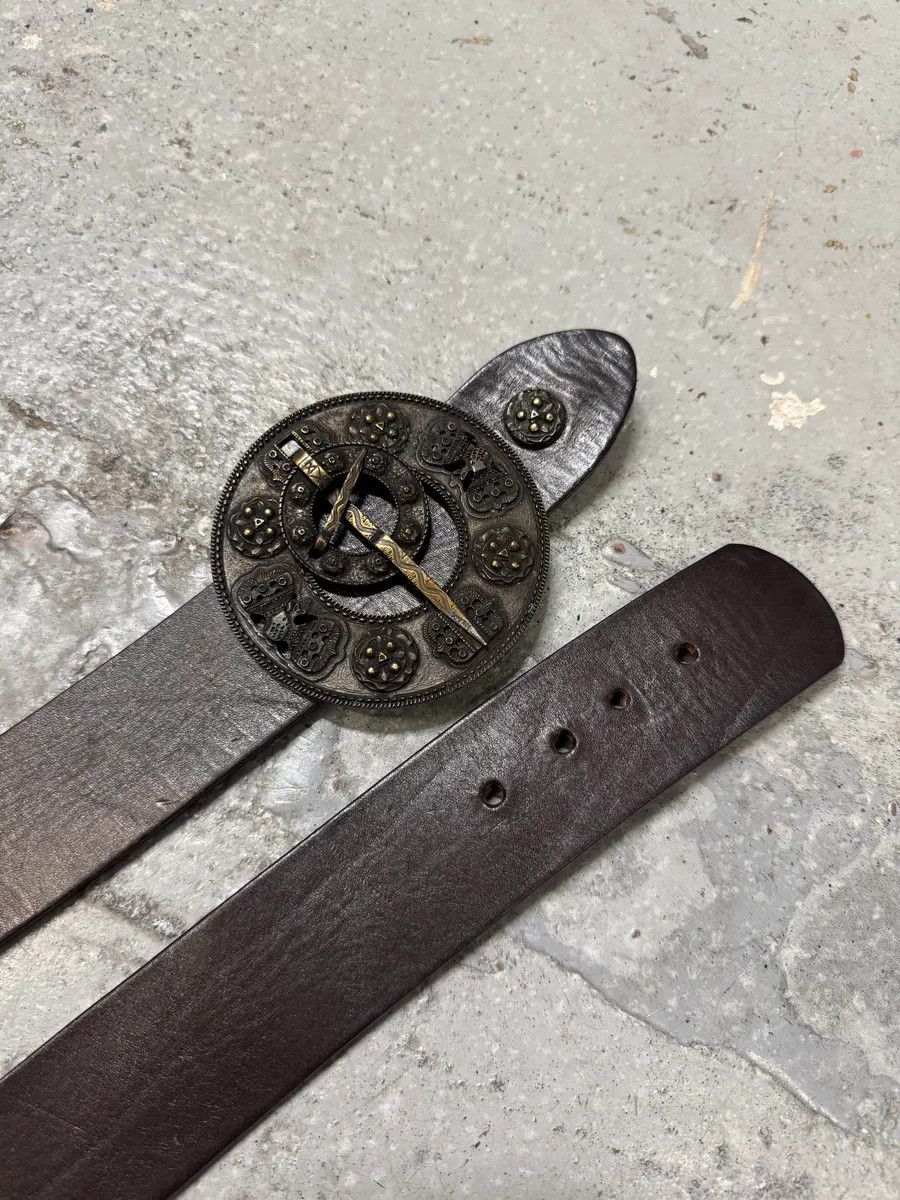Designer × Dries Van Noten × Vintage Dries Van Noten Antique Sword Buckle Leather Belt Size ONE SIZE - 3 Thumbnail