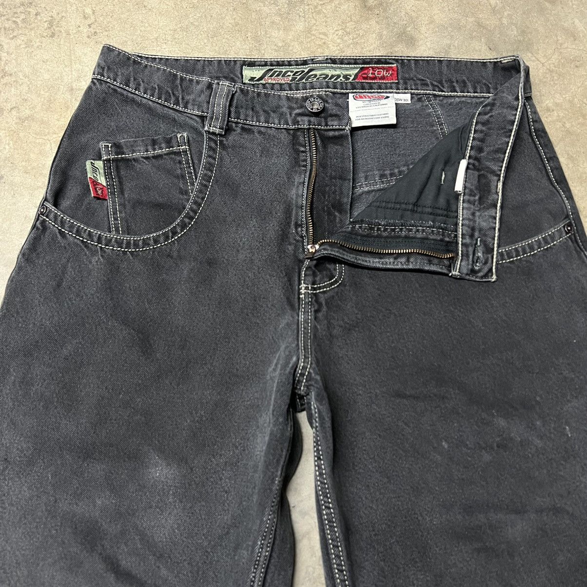 Ed Hardy × JNCO × Southpole Vintage 2000’s JNCO Black BAGGY Wide-Leg Denim Jean Size US 36 / EU 52 - 6 Thumbnail