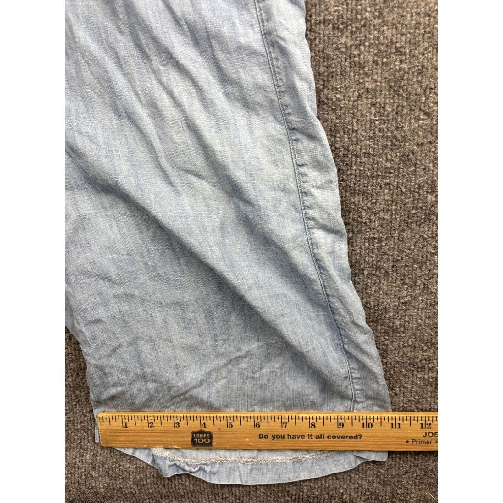 Vintage ROOLEE Jumpsuit Womens Medium Blue Chambray Button Front Short Sleeve Pockets Size 32" / US 10 / IT 46 - 7 Thumbnail