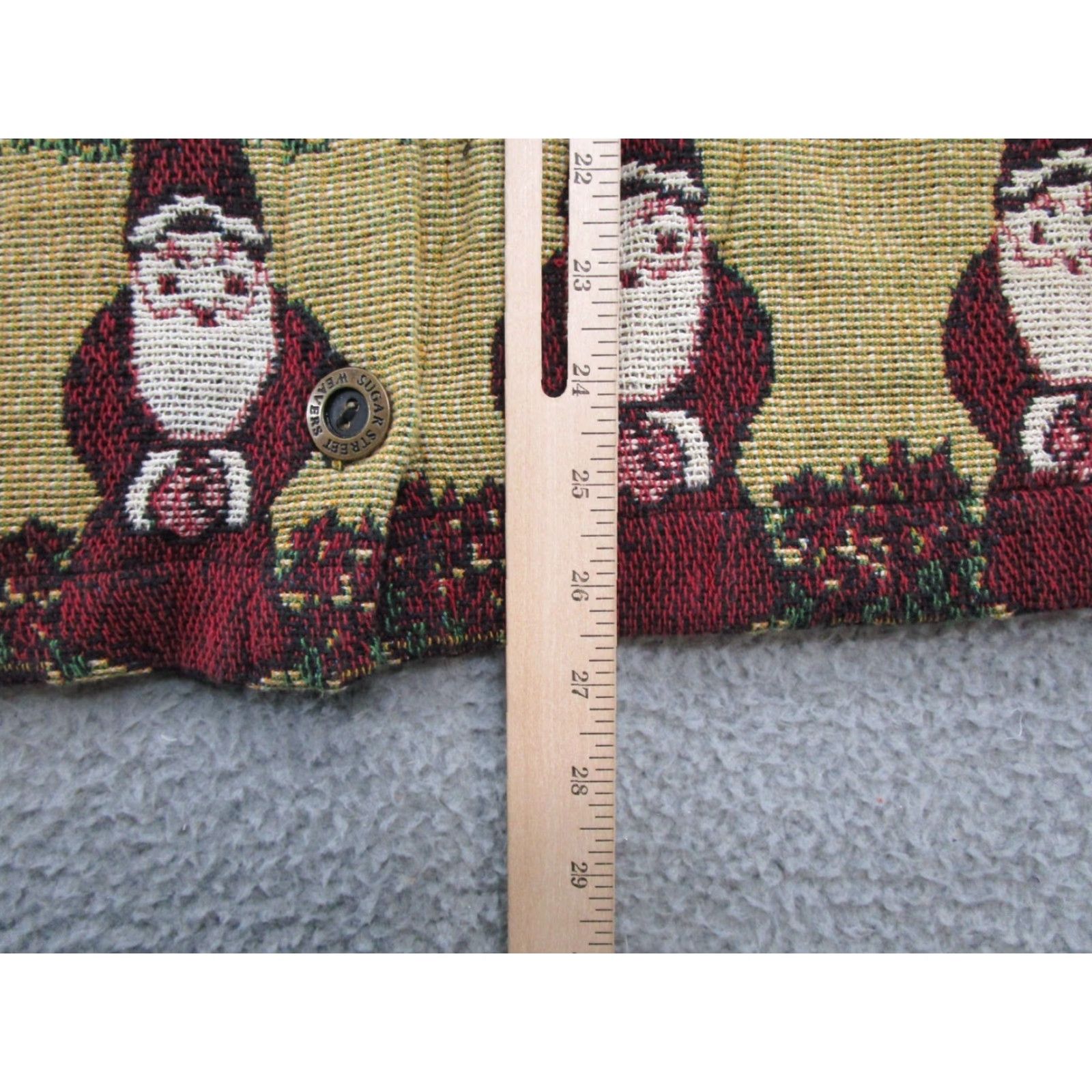 Sugar VTG Weavers Cardigan Sweater One Size Round Neck Long Sleeve Multicolor Cotton Christmas Santa Pockets Graphic Print Button Womens Size ONE SIZE - 6 Thumbnail