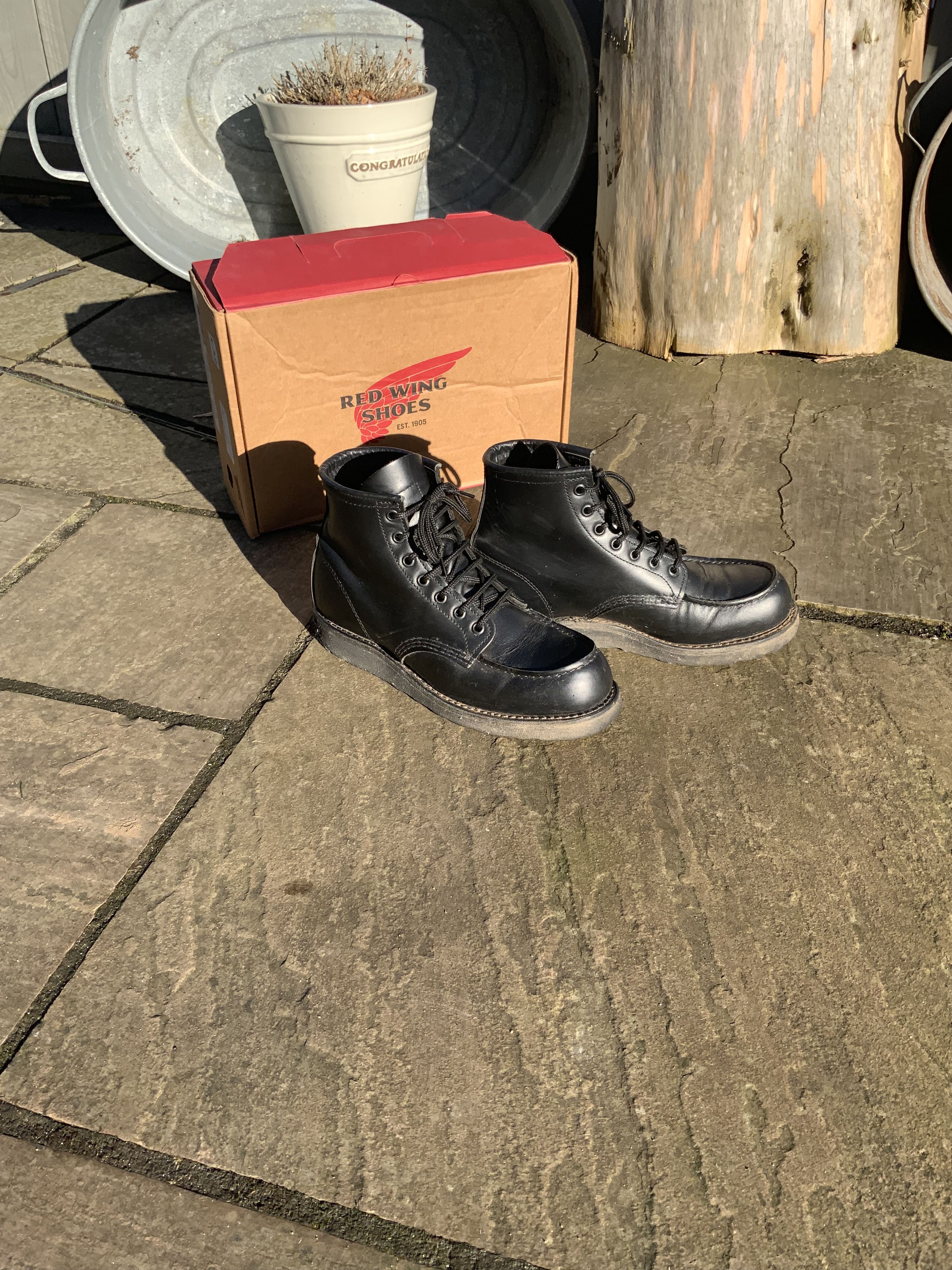 Red Wing Boots 9070 PLAIN TOE US:8.5D Leather Black 035187d